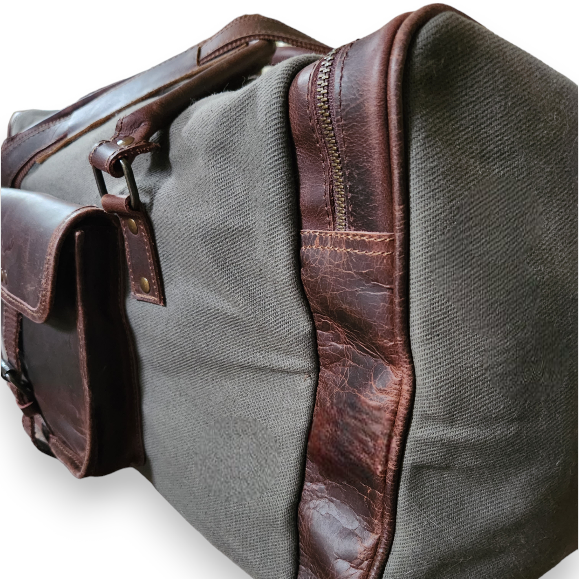 Bundle Deal Army Green Drifter Canvas And Leather Weekender Duffel Bag + Toiletry Bag - Ranch Junkie Mercantile LLC