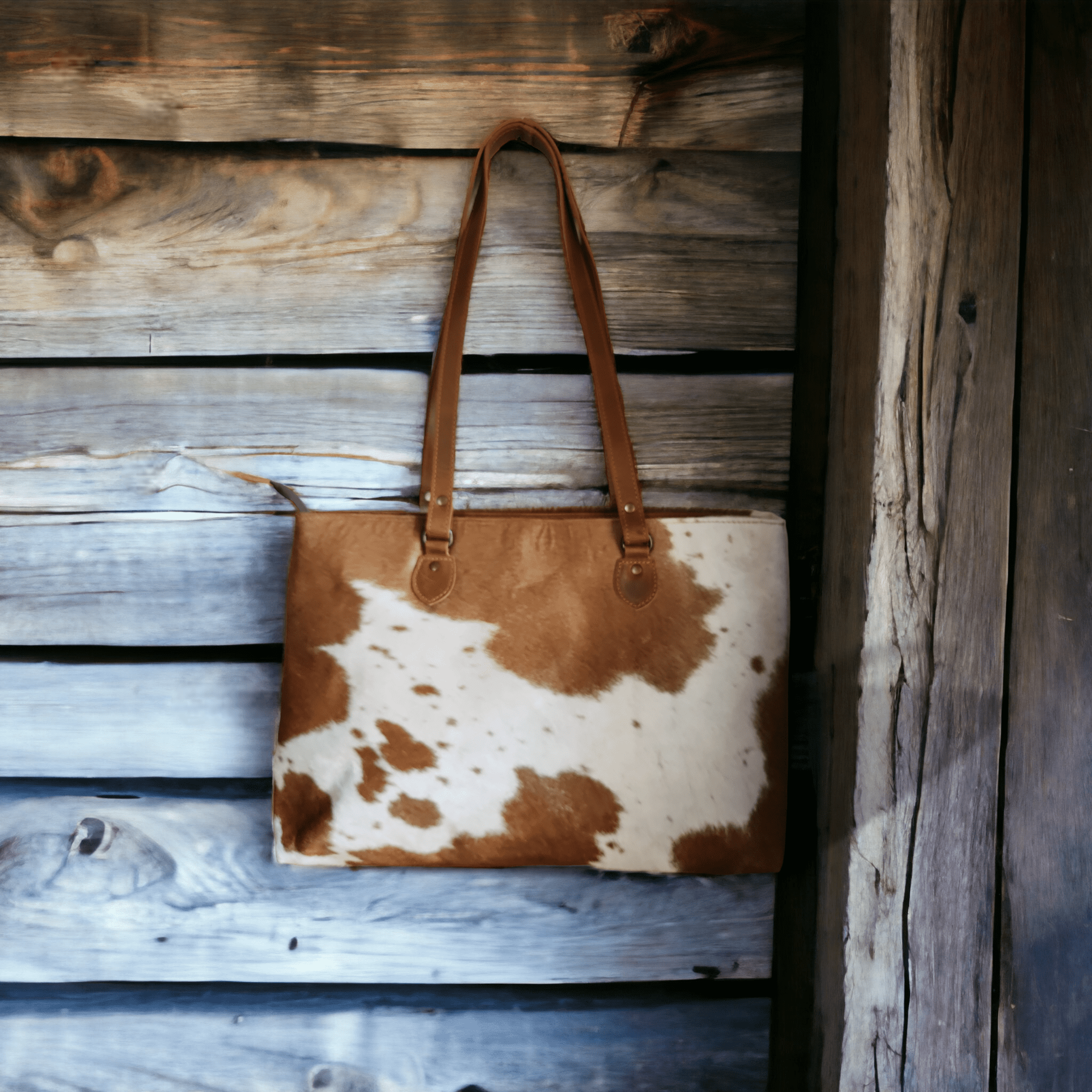 Mega Bundle Deal -The Highlands Large Genuine Cowhide Weekender Duffel Saddle+ Saddle Tote + Envelope Saddle Wallet - Ranch Junkie Mercantile LLC