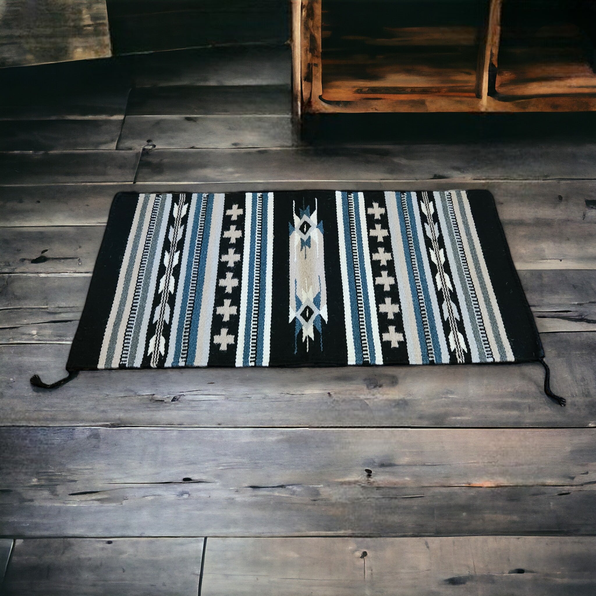 20" X 40" Handwoven Wool Southwestern Rug The Grand Ridge Accent Rug