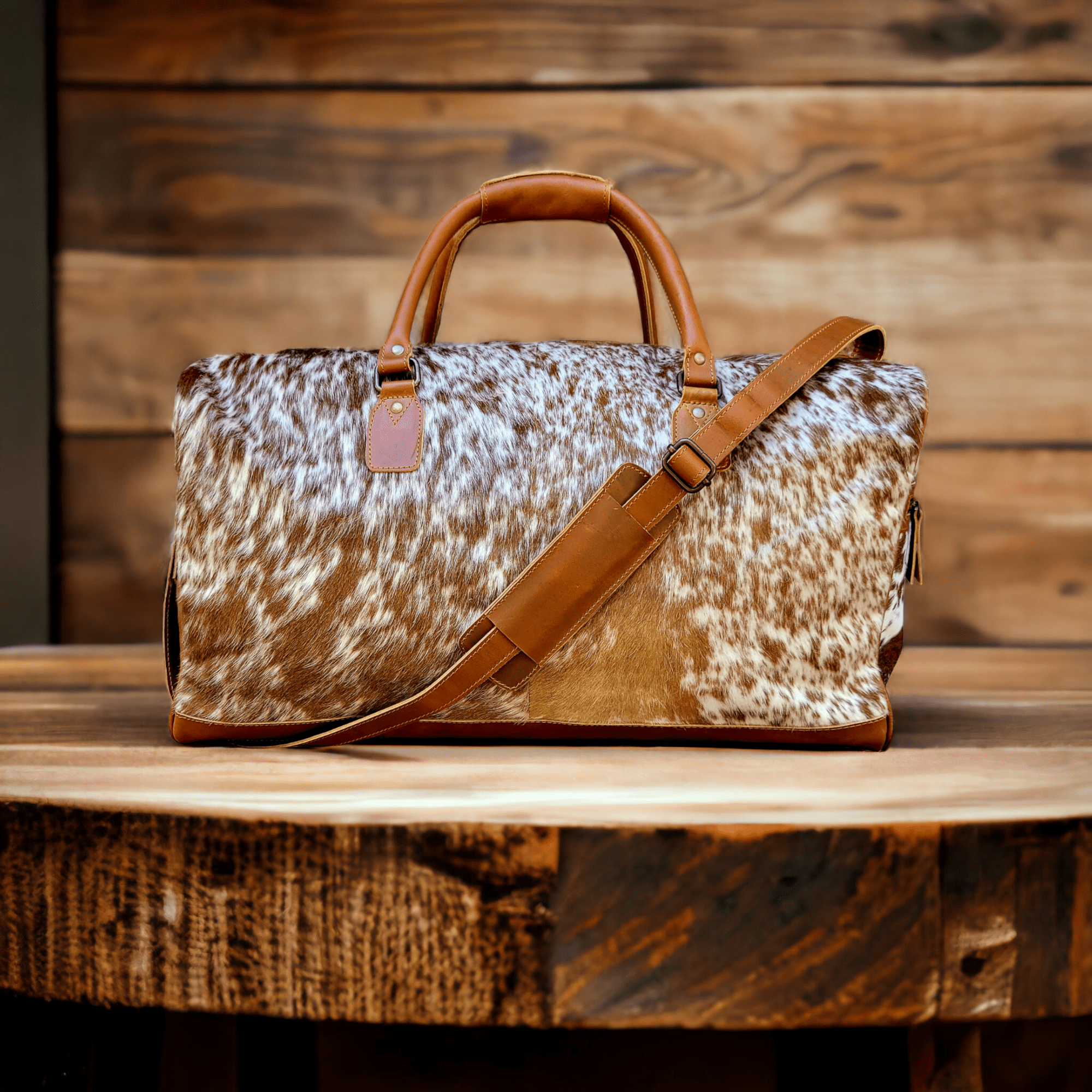 Mega Bundle Deal -The Highlands Large Genuine Cowhide Weekender Duffel Saddle+ Saddle Crossbody +Wristlet Clutch Saddle - Ranch Junkie Mercantile LLC