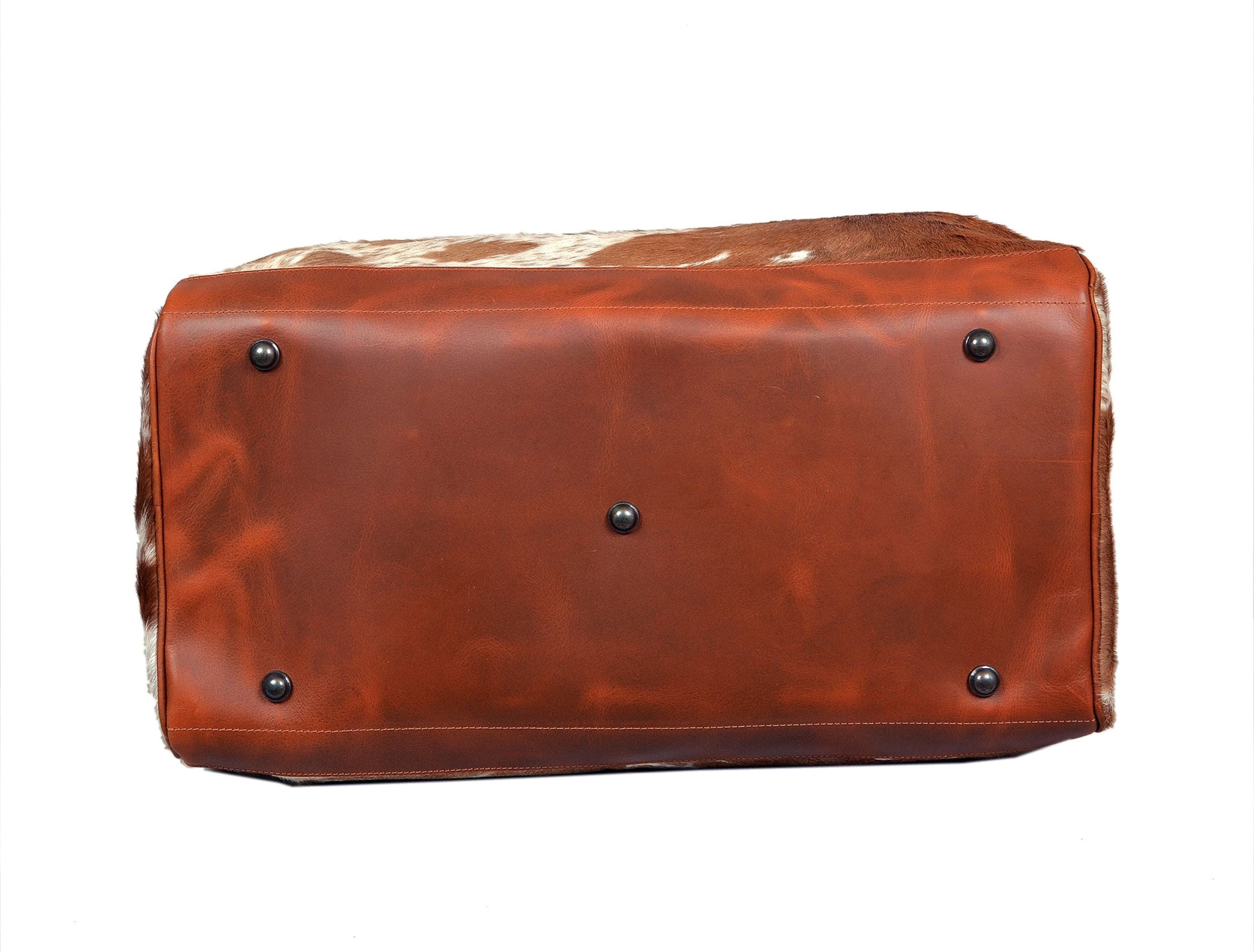 Bundle Deal -The Highlands Large Genuine Cowhide Weekender Duffel Saddle+ Cowhide Tote Bag Saddle Luggage & BagsRanch Junkie