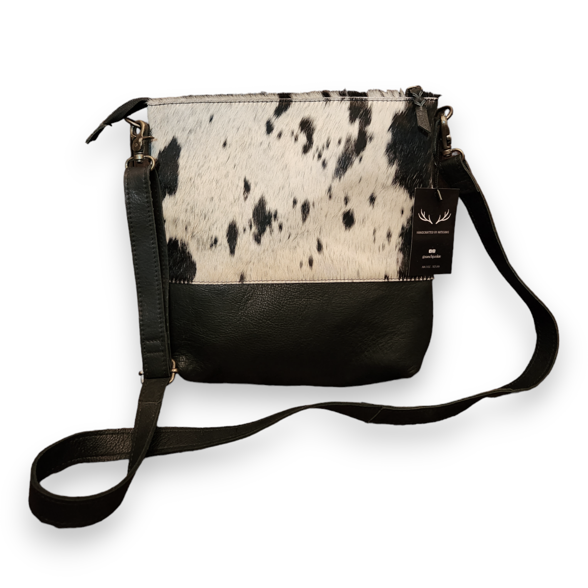 Bundle Deal Highlands Black Cowhide Crossbody Purse + Cowhide Credit Card Wallet - Ranch Junkie Mercantile LLC