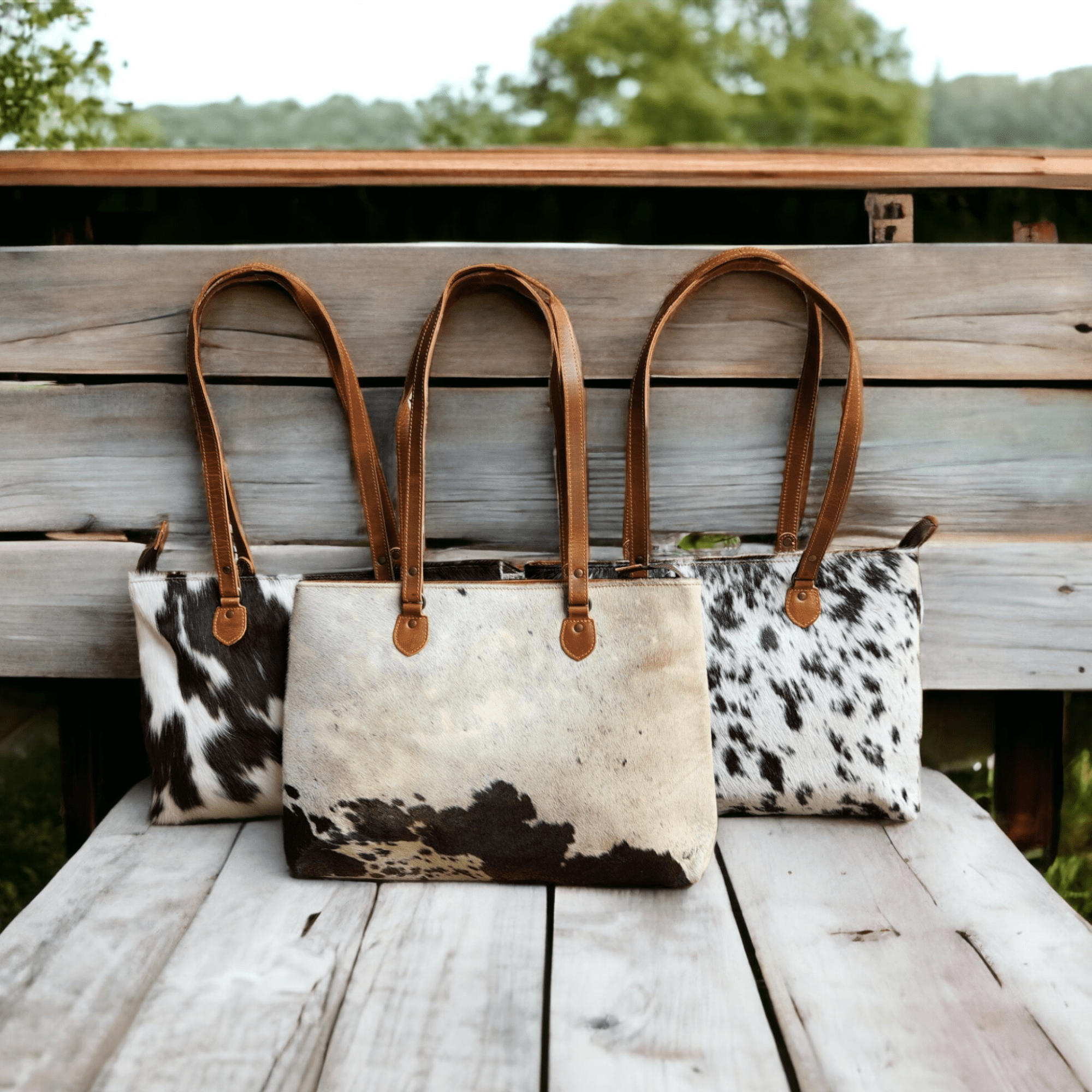 The Highlands Black Genuine Cowhide Large Tote - Ranch Junkie Mercantile LLC