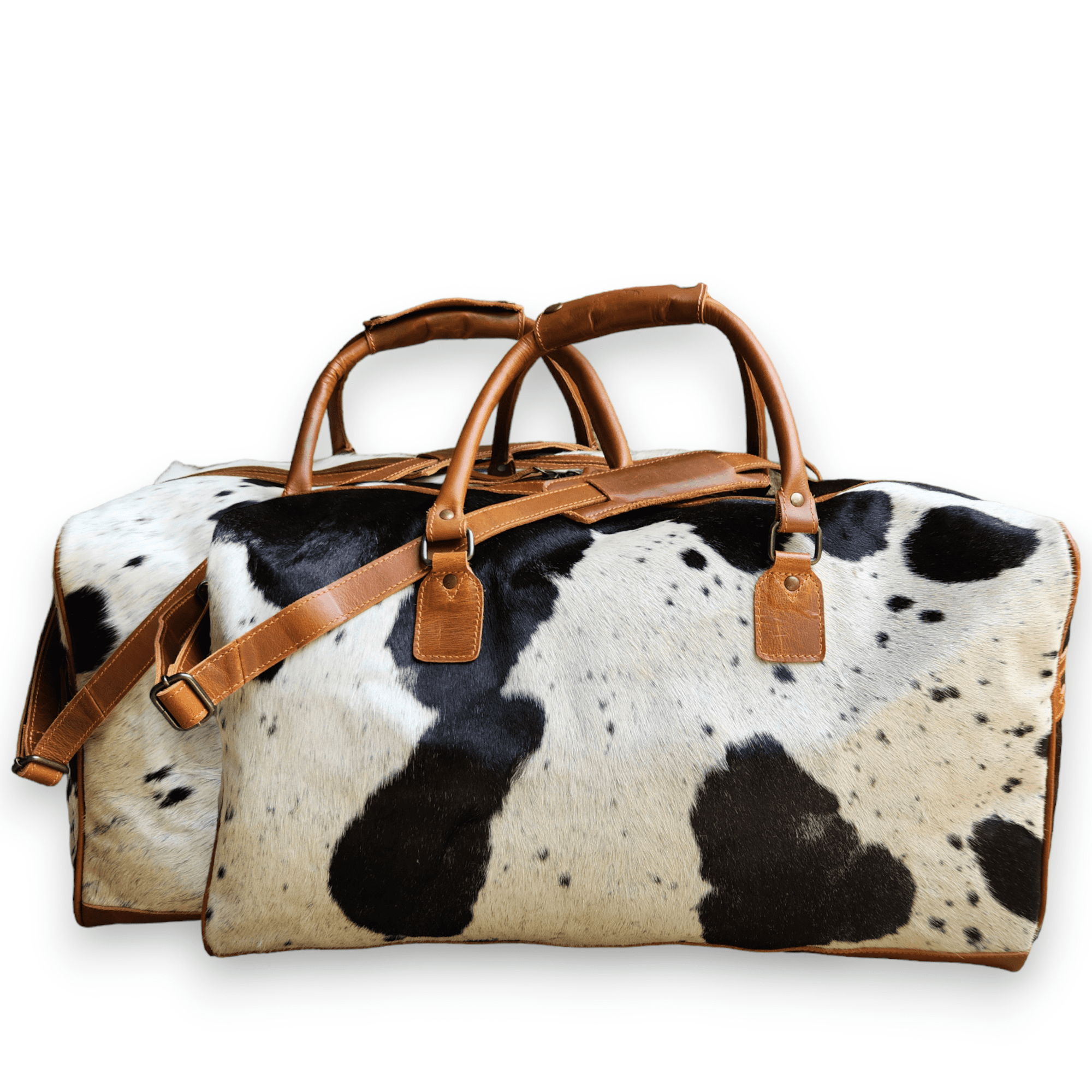 Bundle Deal Highlands Large Genuine Cowhide Weekender Duffel Black+ Crossbody Purse Black - Ranch Junkie Mercantile LLC