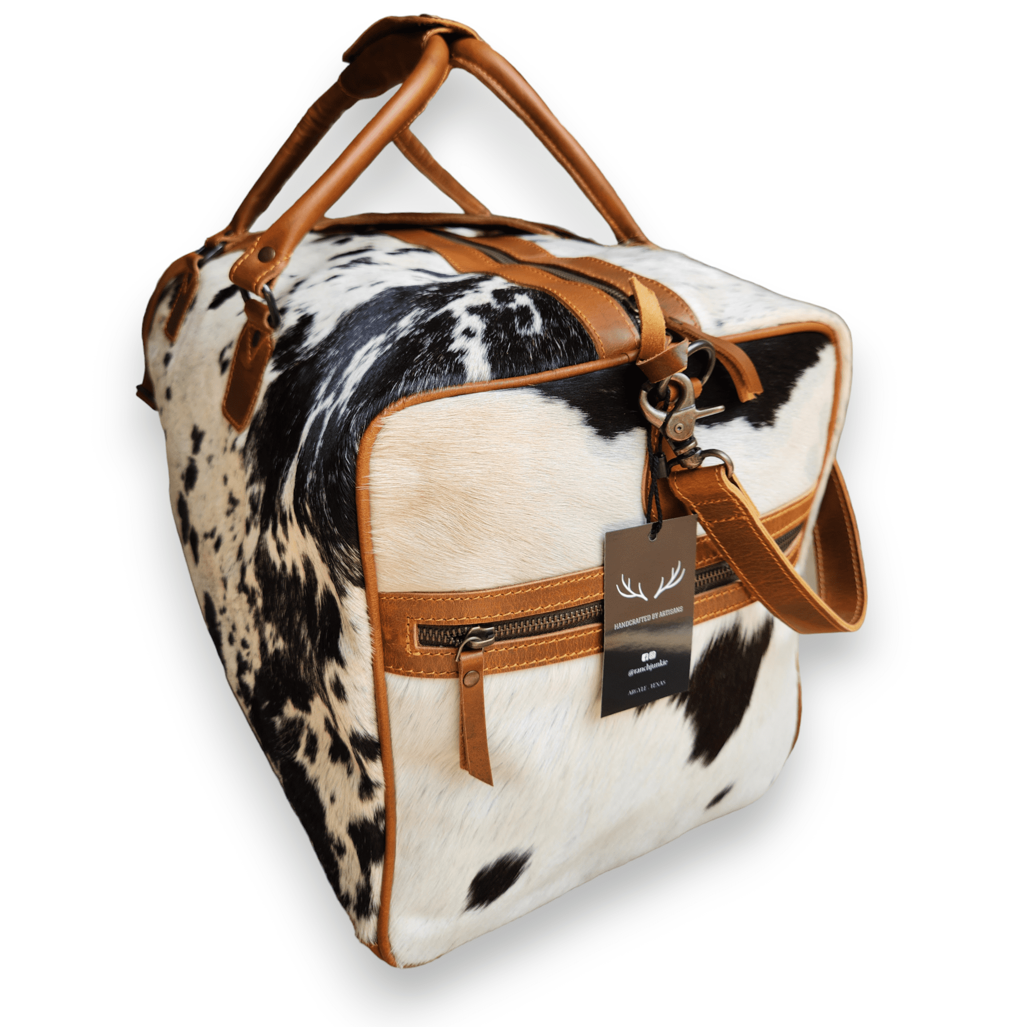 Bundle Deal Black Highlands Large Genuine Cowhide Weekender Duffel Bag+ Black Tote Cowhide Purse - Ranch Junkie Mercantile LLC