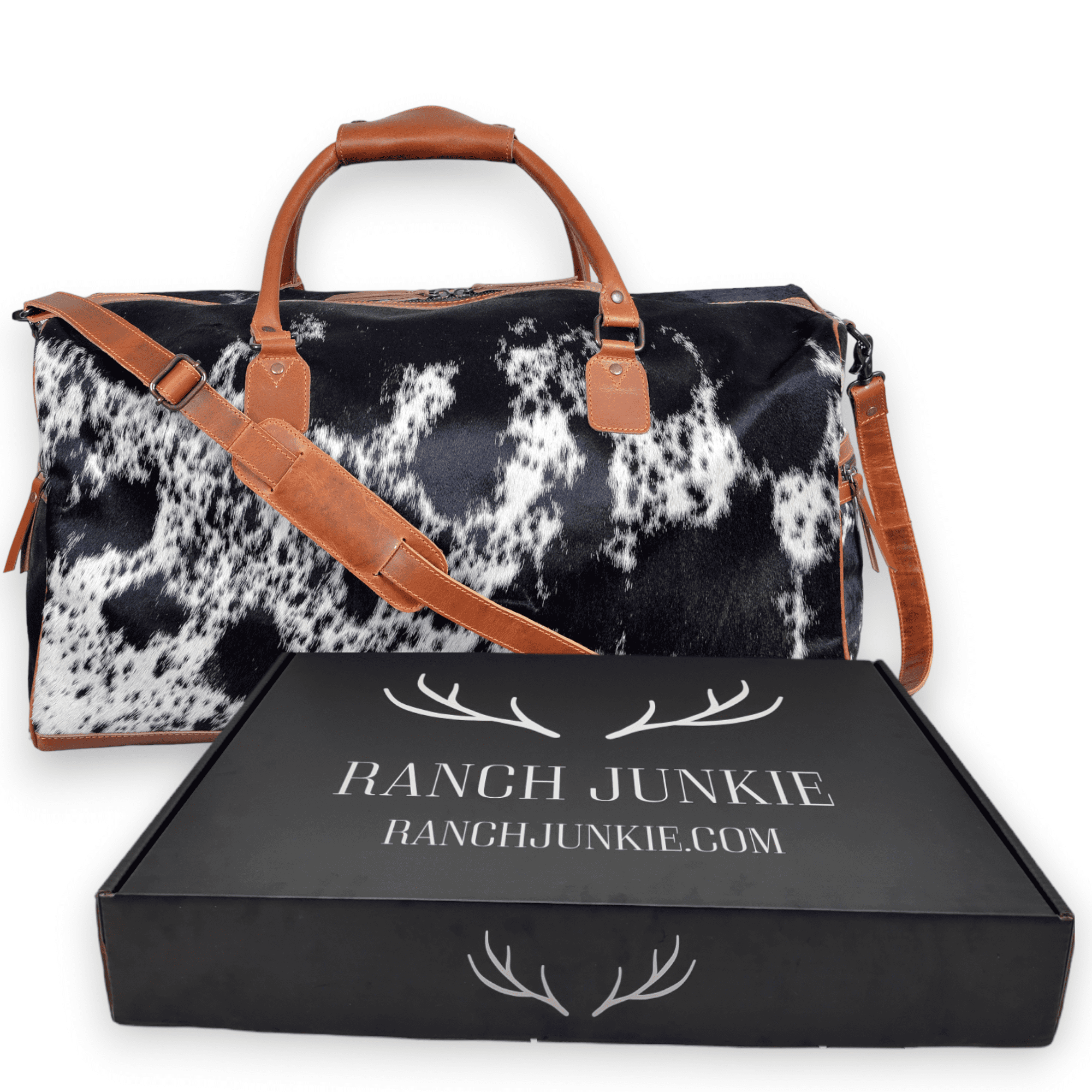 Genuine Cowhide Duffel Bag The Highlands Large Black Cowhide Duffel - Ranch Junkie Mercantile LLC