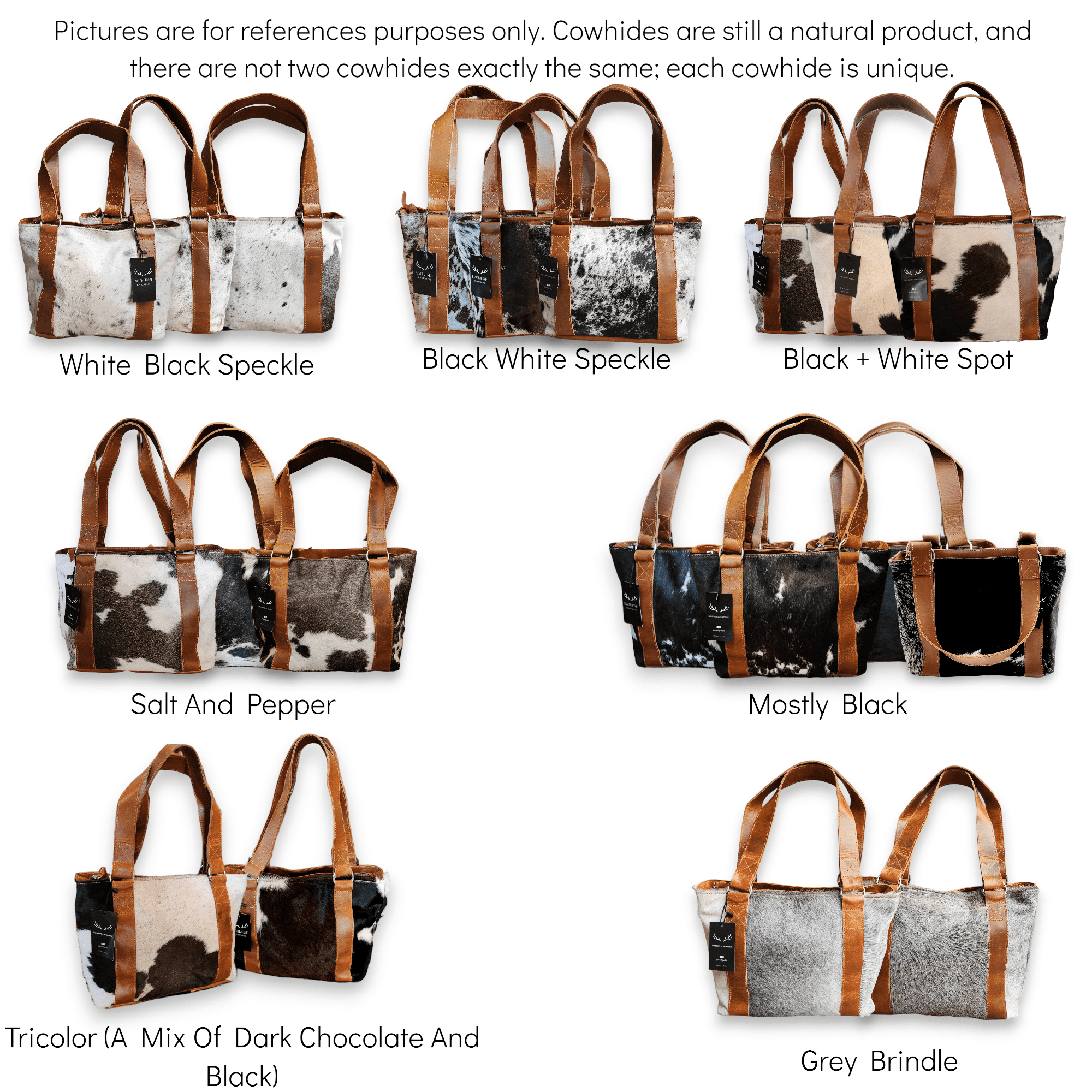 Genuine Cowhide Tote Handbag Black Highlands Purse - Ranch Junkie Mercantile LLC