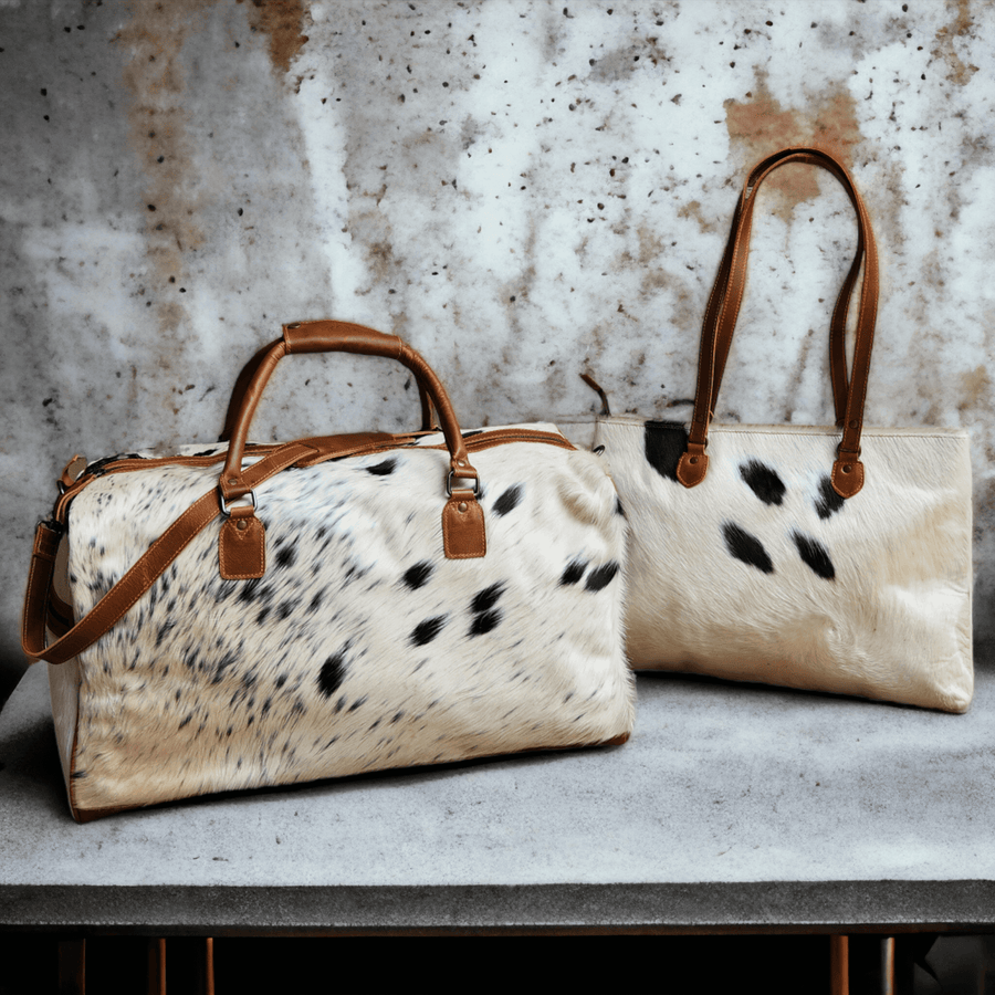 Bundle Deal -The Highlands Large Genuine Cowhide Weekender Duffel Black + Cowhide Tote Bag Black Luggage & BagsRanch Junkie