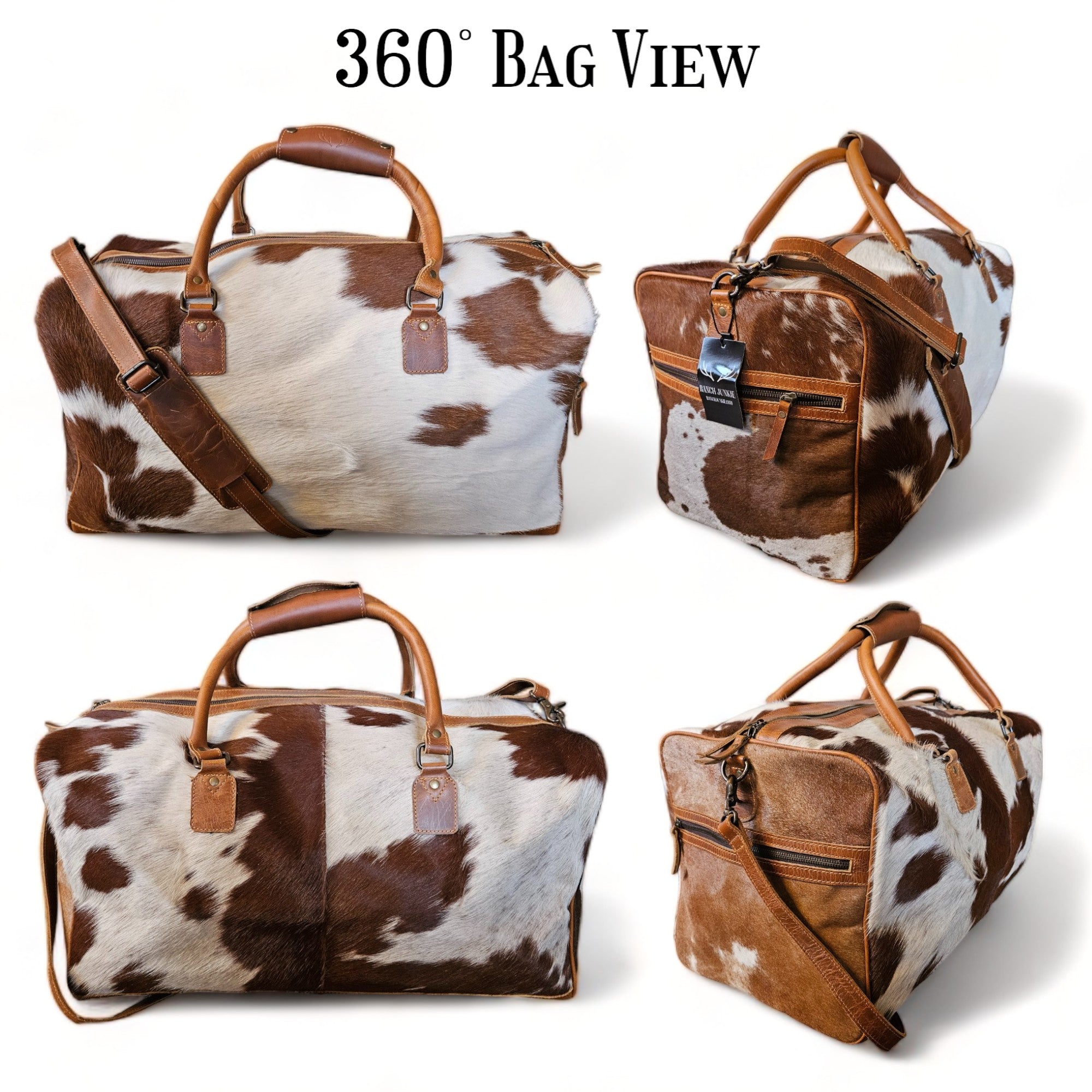 Sample Sale Highlands Saddle Large Genuine Cowhide Weekender Cowhide Duffel #9