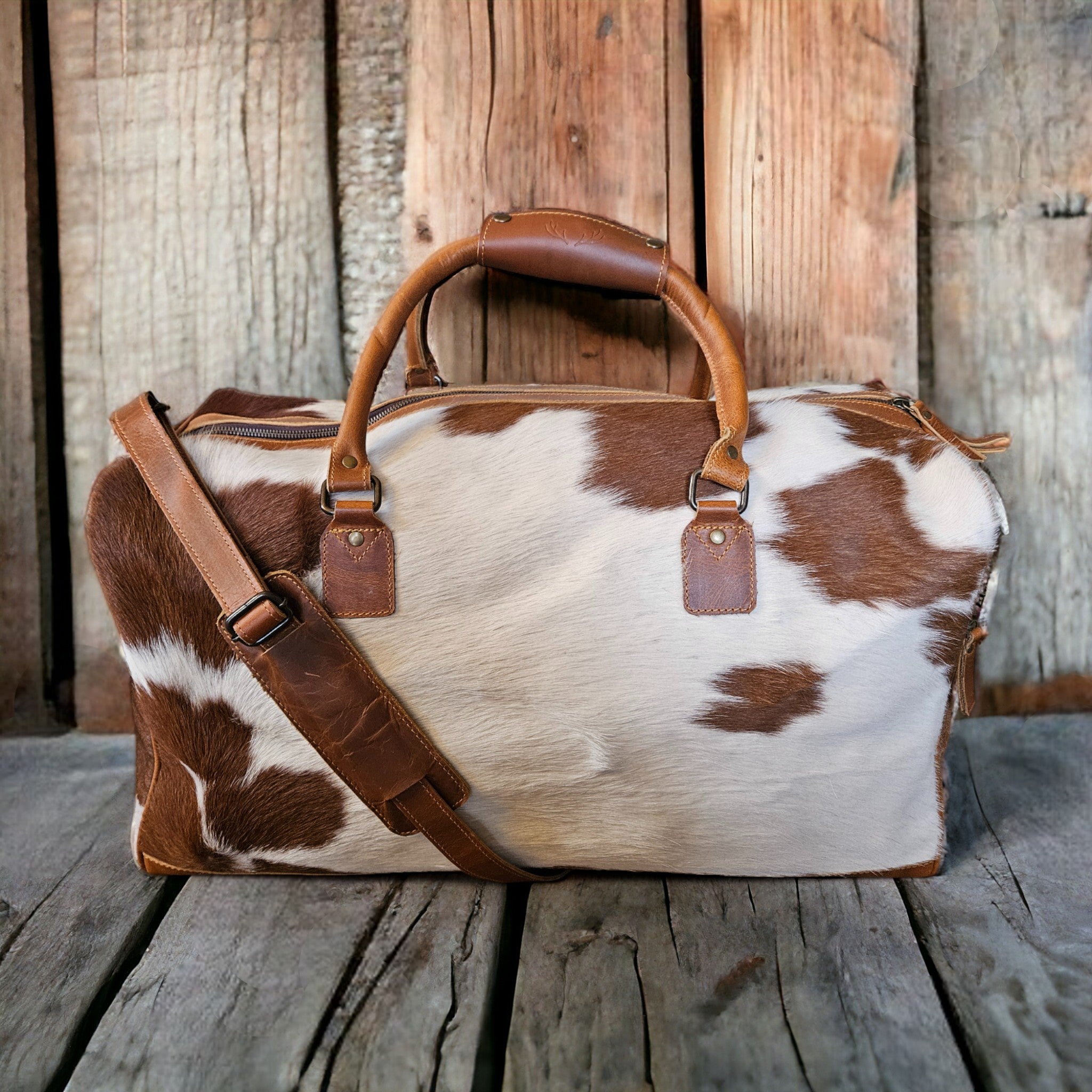 Sample Sale Highlands Saddle Large Genuine Cowhide Weekender Cowhide Duffel #9