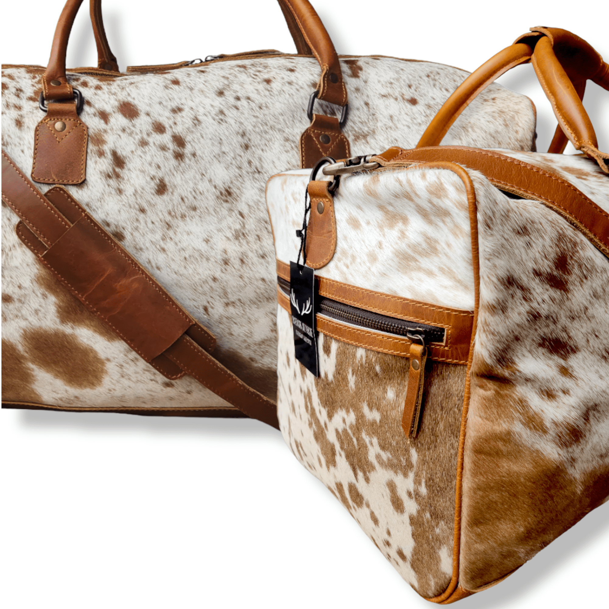 Mega Bundle Deal -The Highlands Large Genuine Cowhide Weekender Duffel Saddle+ Saddle Crossbody +Wristlet Clutch Saddle - Ranch Junkie Mercantile LLC