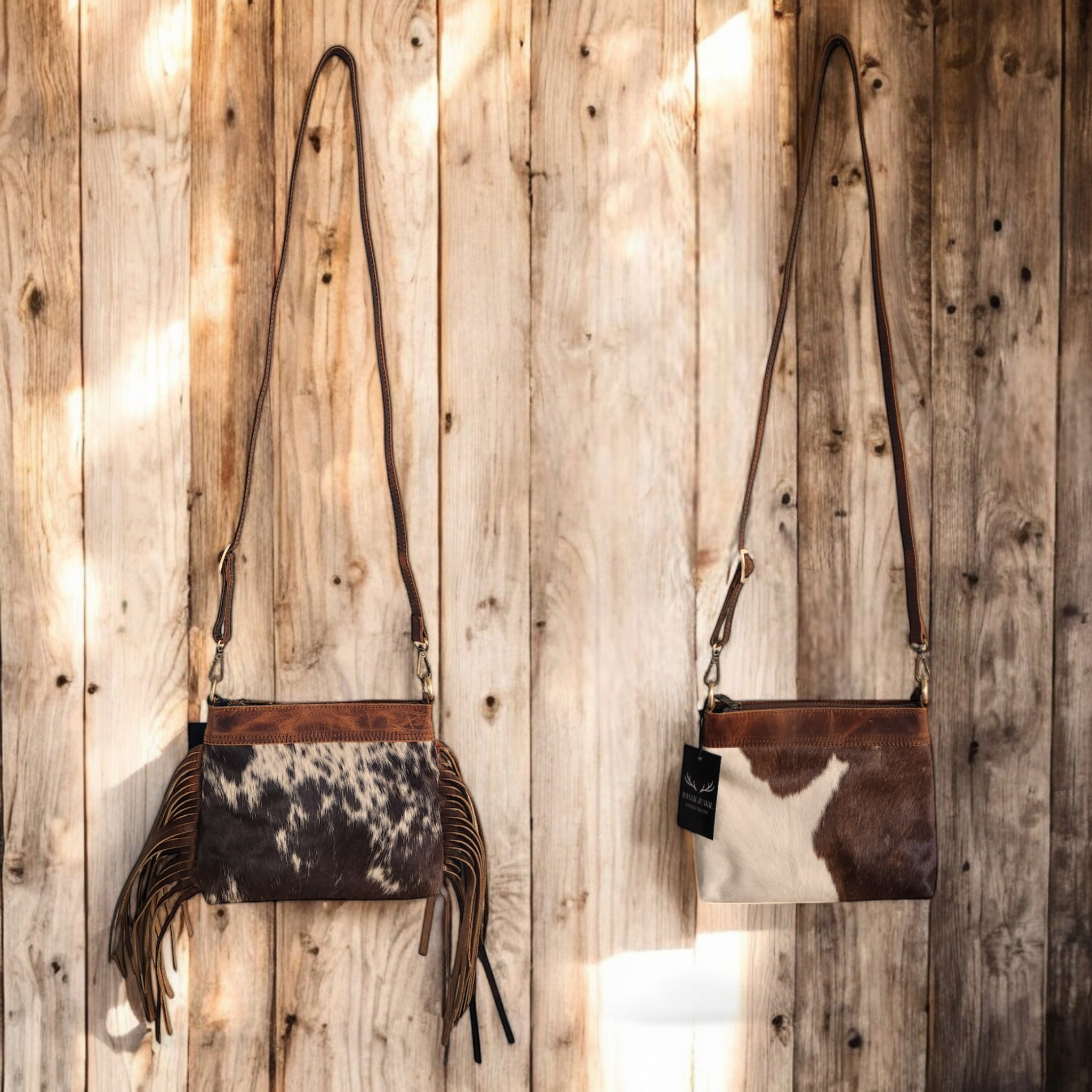 Highlands Handcrafted Cowhide And Vintage Leather Crossbody- Cowhide Crossbody - Ranch Junkie Mercantile LLC