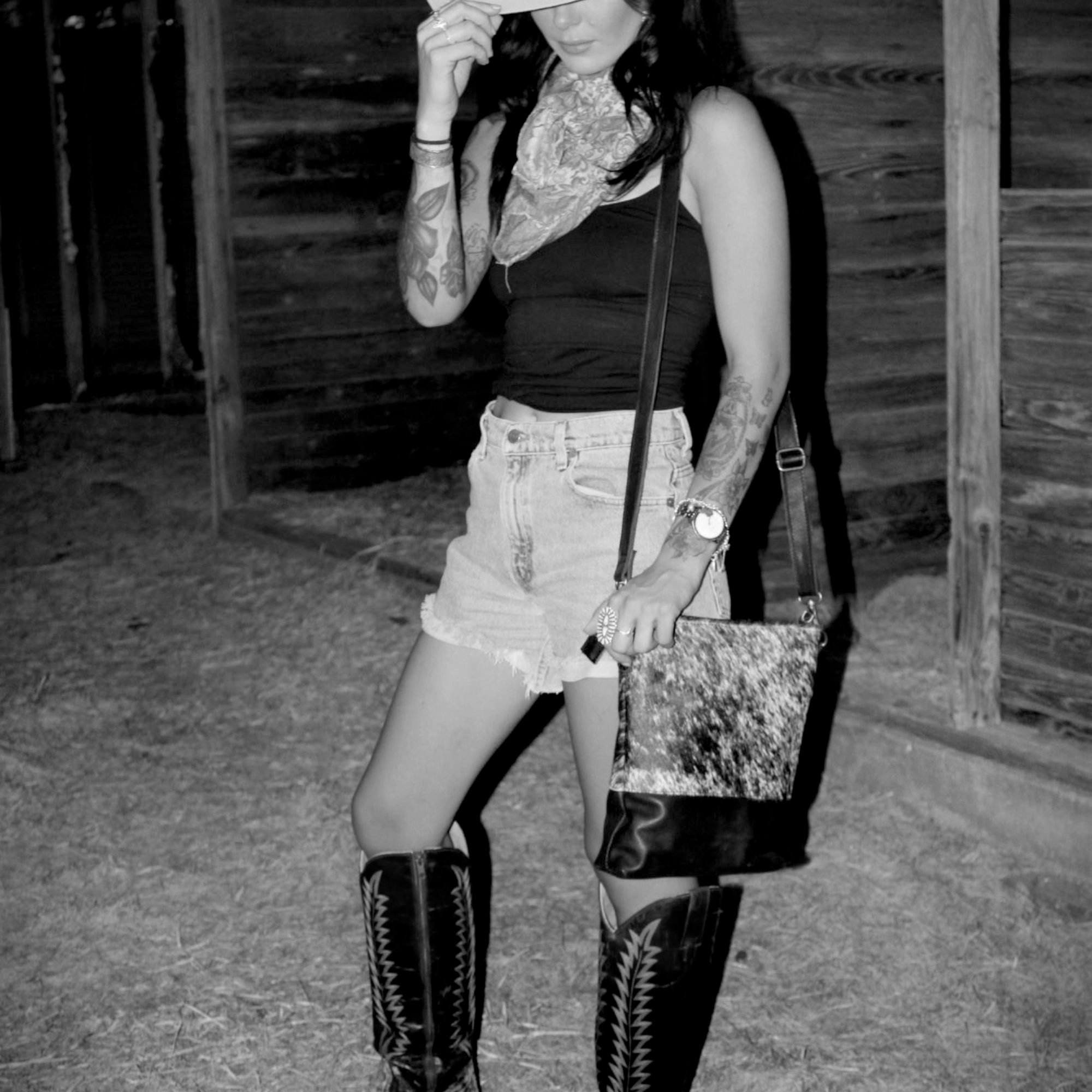Bundle Deal Dark Vintage Brown Highlands Cowhide Crossbody Purse + Cowhide Credit Card Wallet - Ranch Junkie Mercantile LLC
