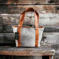 The Highlands Limited Edition Brazilian Grey/White Genuine Cowhide Tote Handbag - Ranch Junkie Mercantile LLC