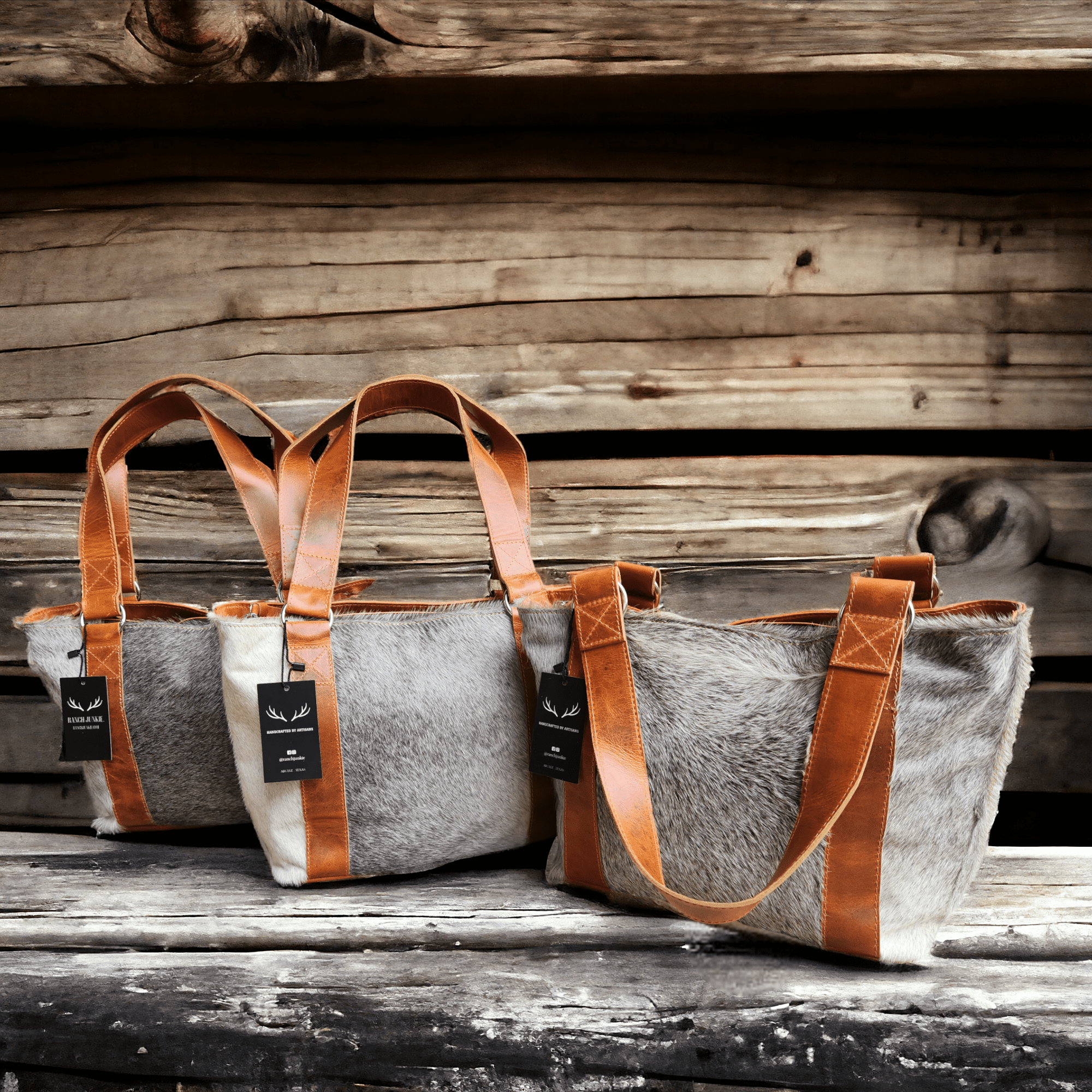 The Highlands Limited Edition Brazilian Grey/White Genuine Cowhide Tote Handbag - Ranch Junkie Mercantile LLC