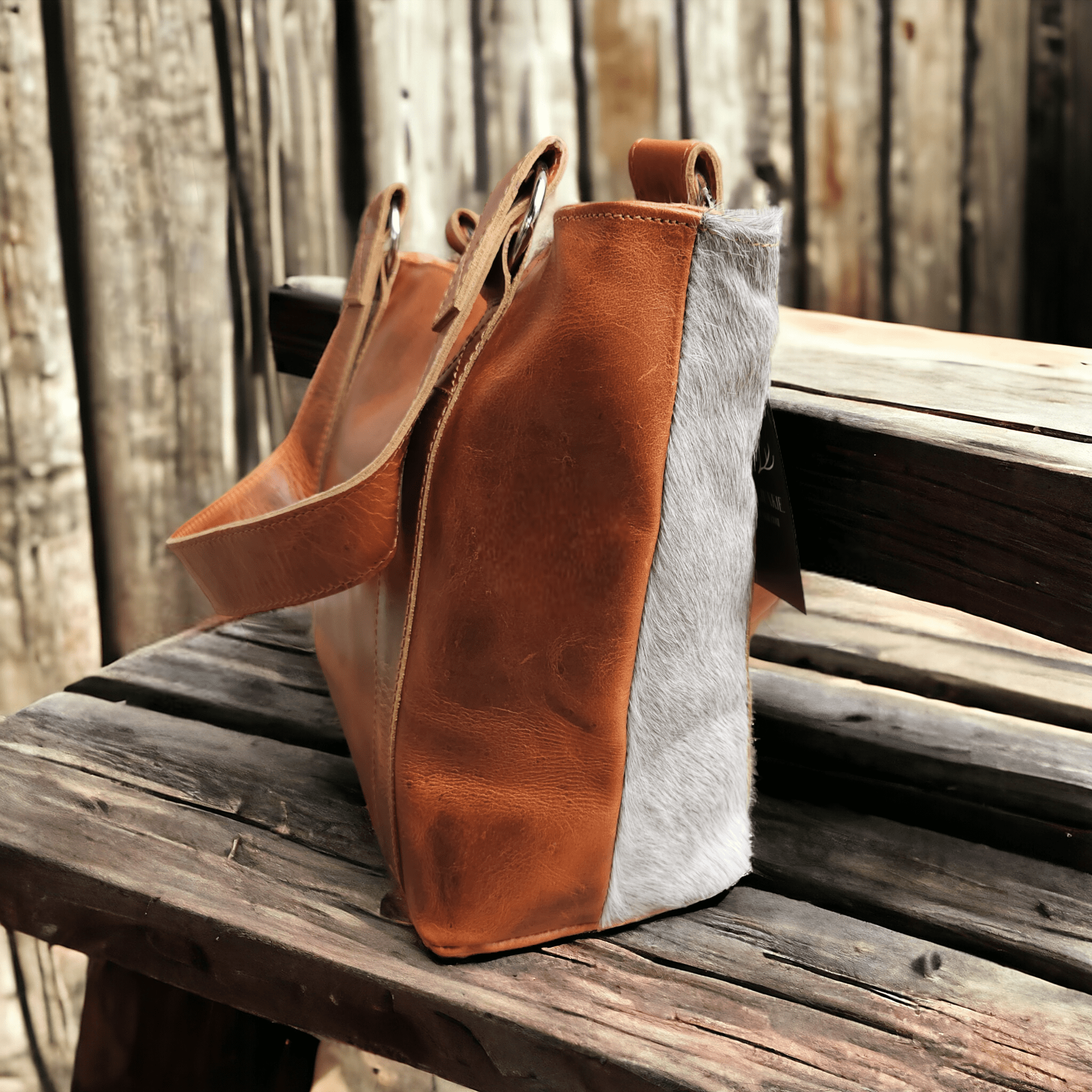 Limited Edition Brazilian Grey/White Genuine Cowhide Tote Highlands Handbag - Ranch Junkie Mercantile LLC