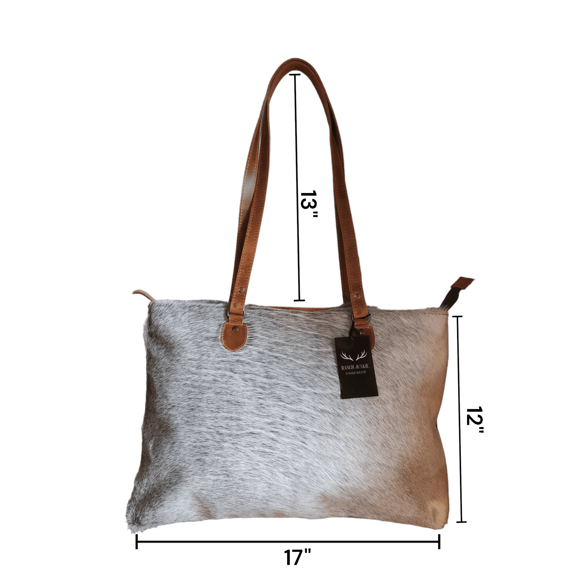 Limited Edition Grey/White Brazilian Highlands Genuine Cowhide Large Tote - Ranch Junkie Mercantile LLC