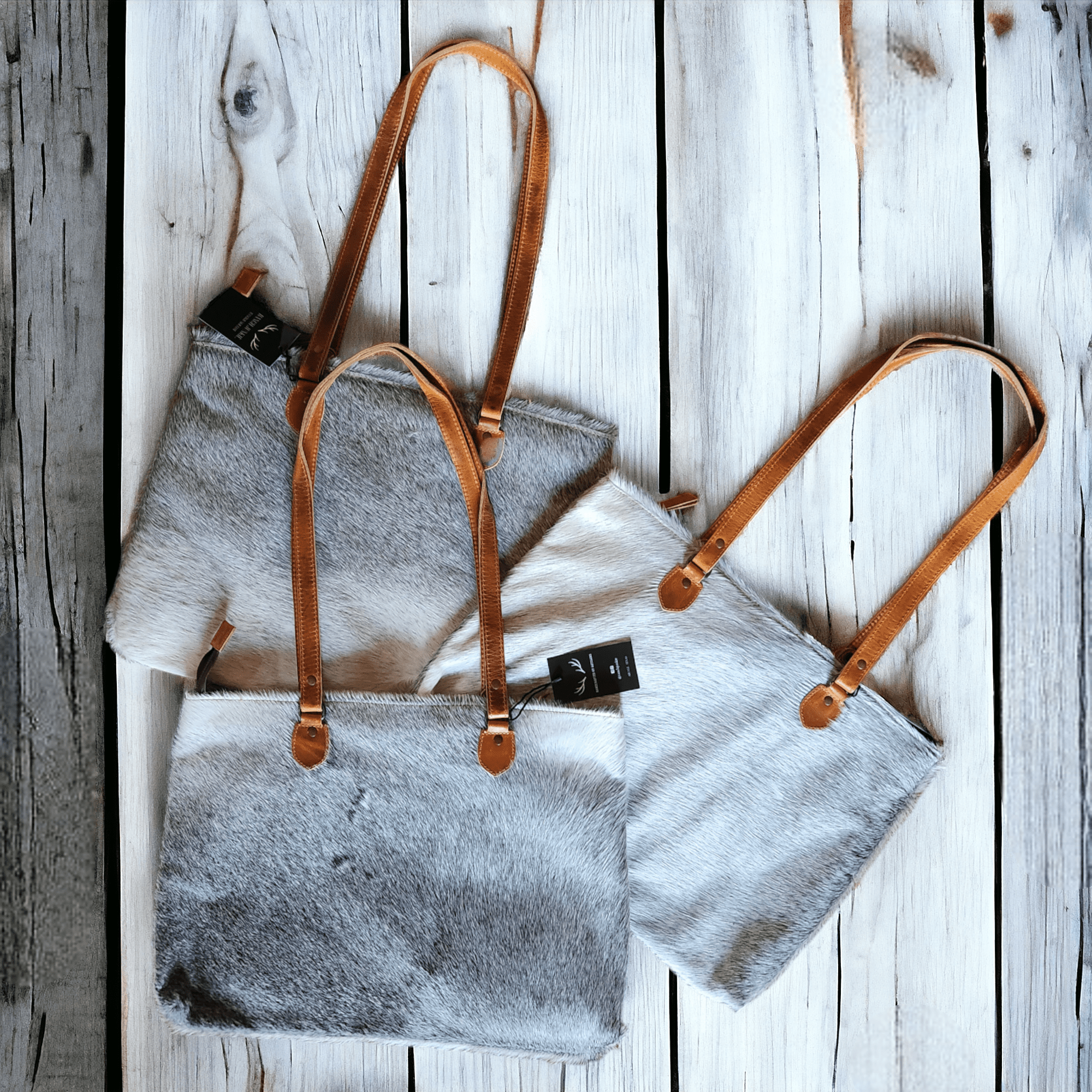 The Highlands Limited Edition Grey/White Brazilian Genuine Cowhide Large Tote - Ranch Junkie Mercantile LLC