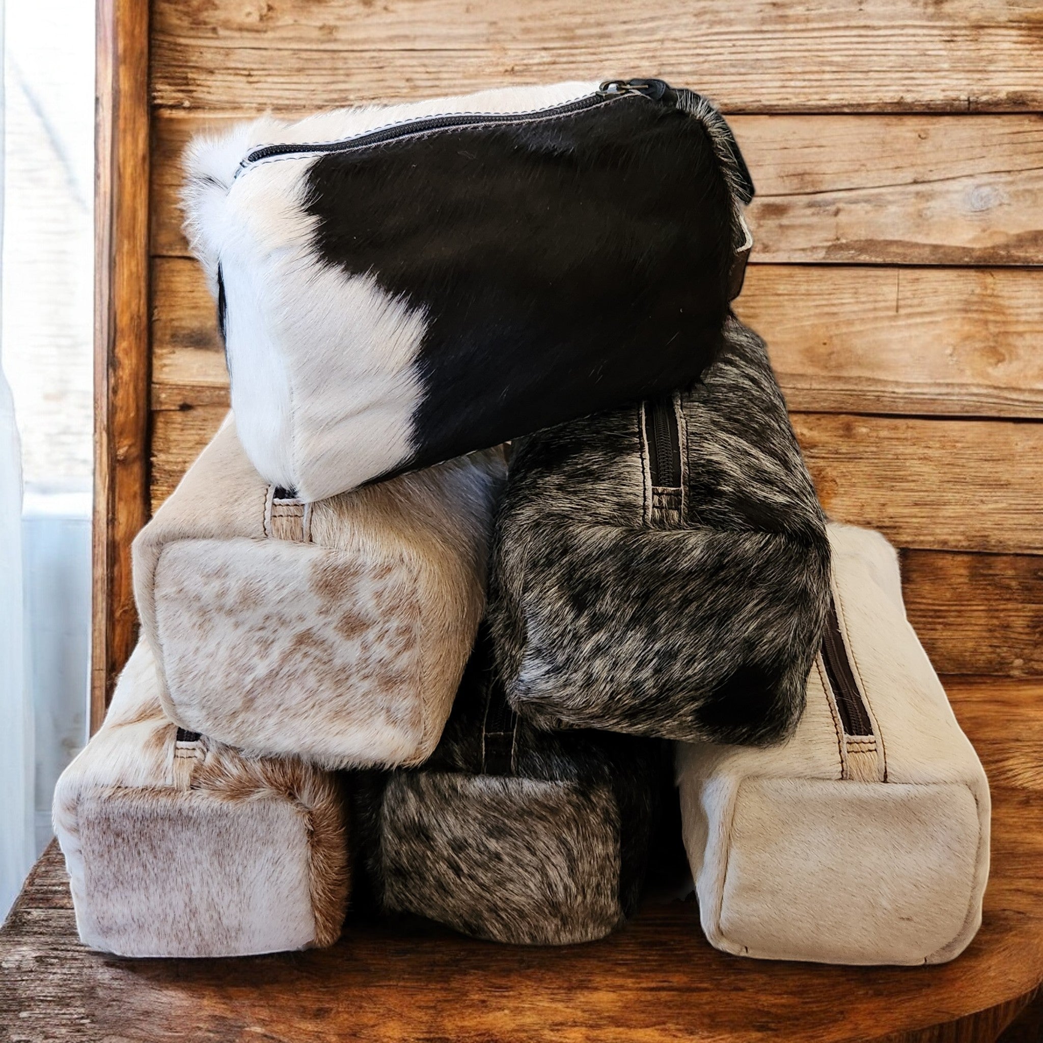 Genuine Cowhide Handcrafted Cosmetic Pouch Highlands Cowhide Makeup Bag - Ranch Junkie Mercantile LLC