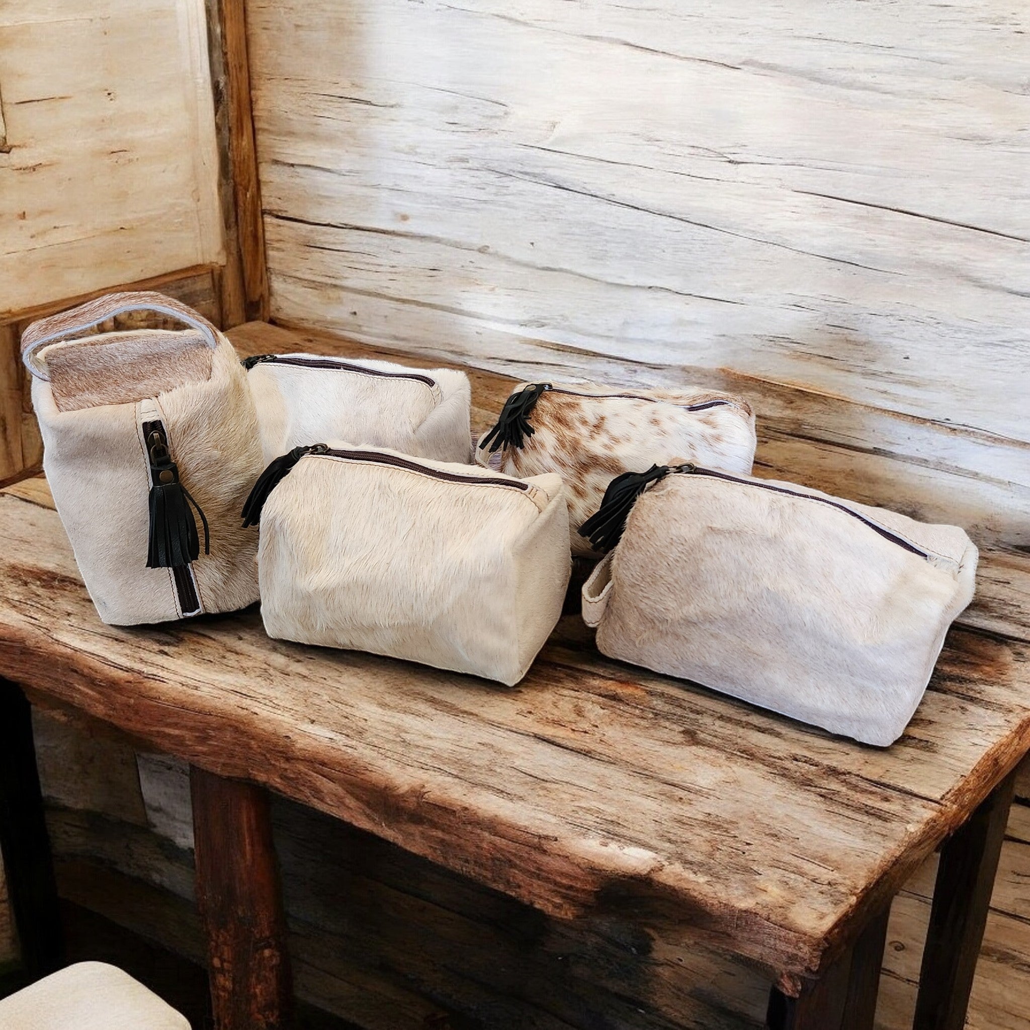 Genuine Cowhide Handcrafted Cosmetic Pouch Highlands Cowhide Makeup Bag - Ranch Junkie Mercantile LLC
