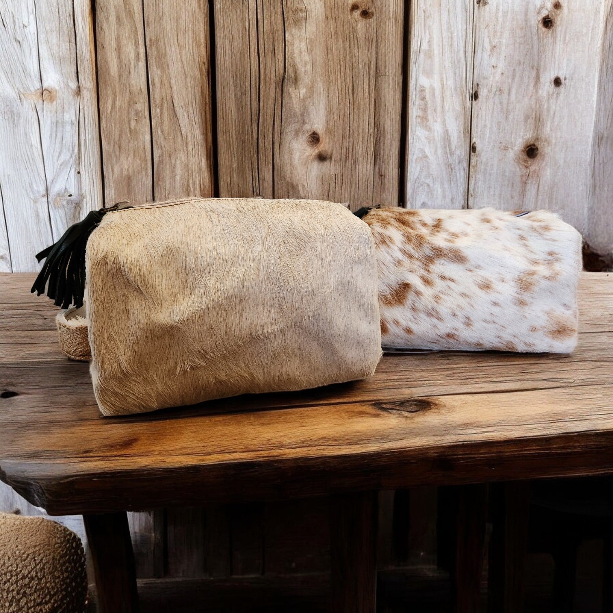 Genuine Cowhide Handcrafted Cosmetic Pouch Highlands Cowhide Makeup Bag - Ranch Junkie Mercantile LLC