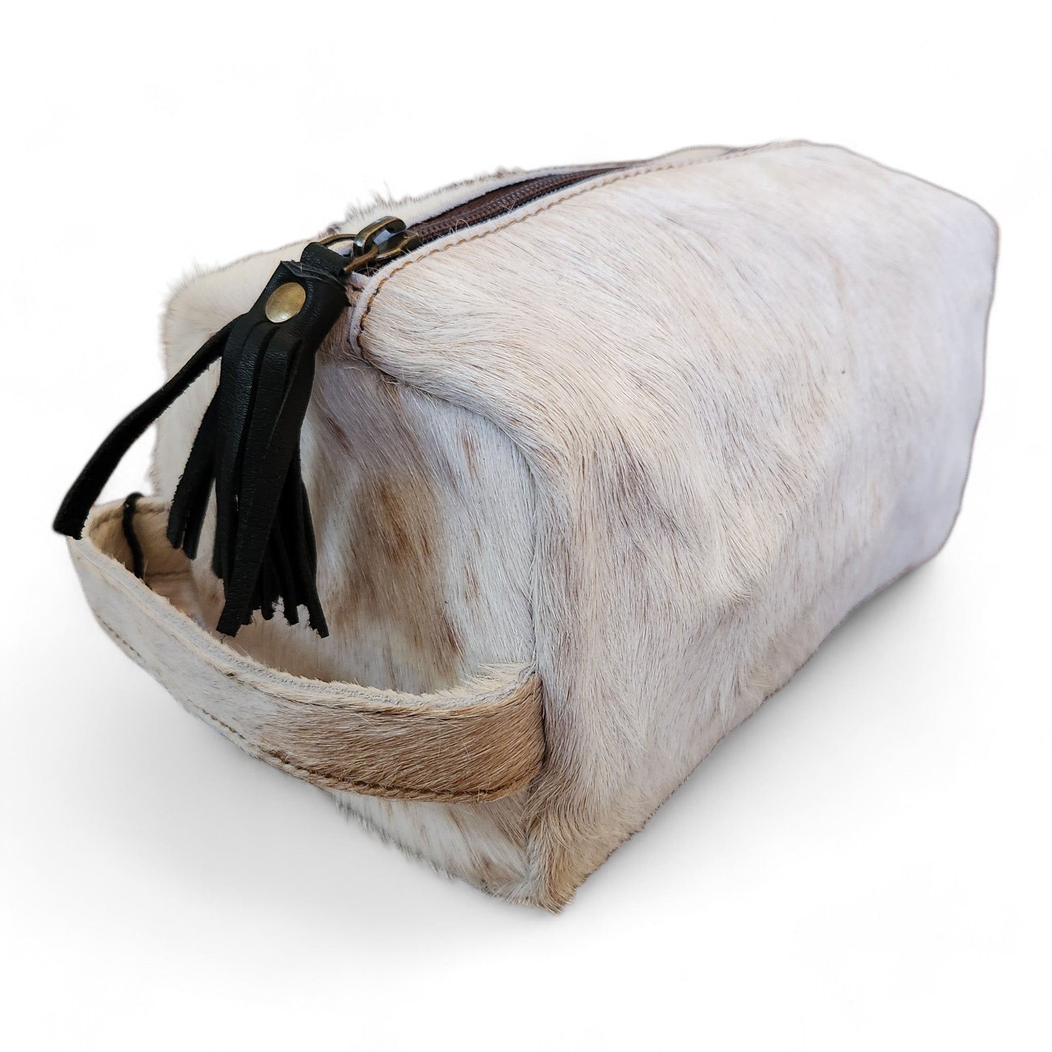 Bundle Deal Highlands Large Genuine Cowhide Weekender Duffel Bag + Cosmetic Pouch Highlands Cowhide Makeup Bag Toasted Marshmallow - Ranch Junkie Mercantile LLC