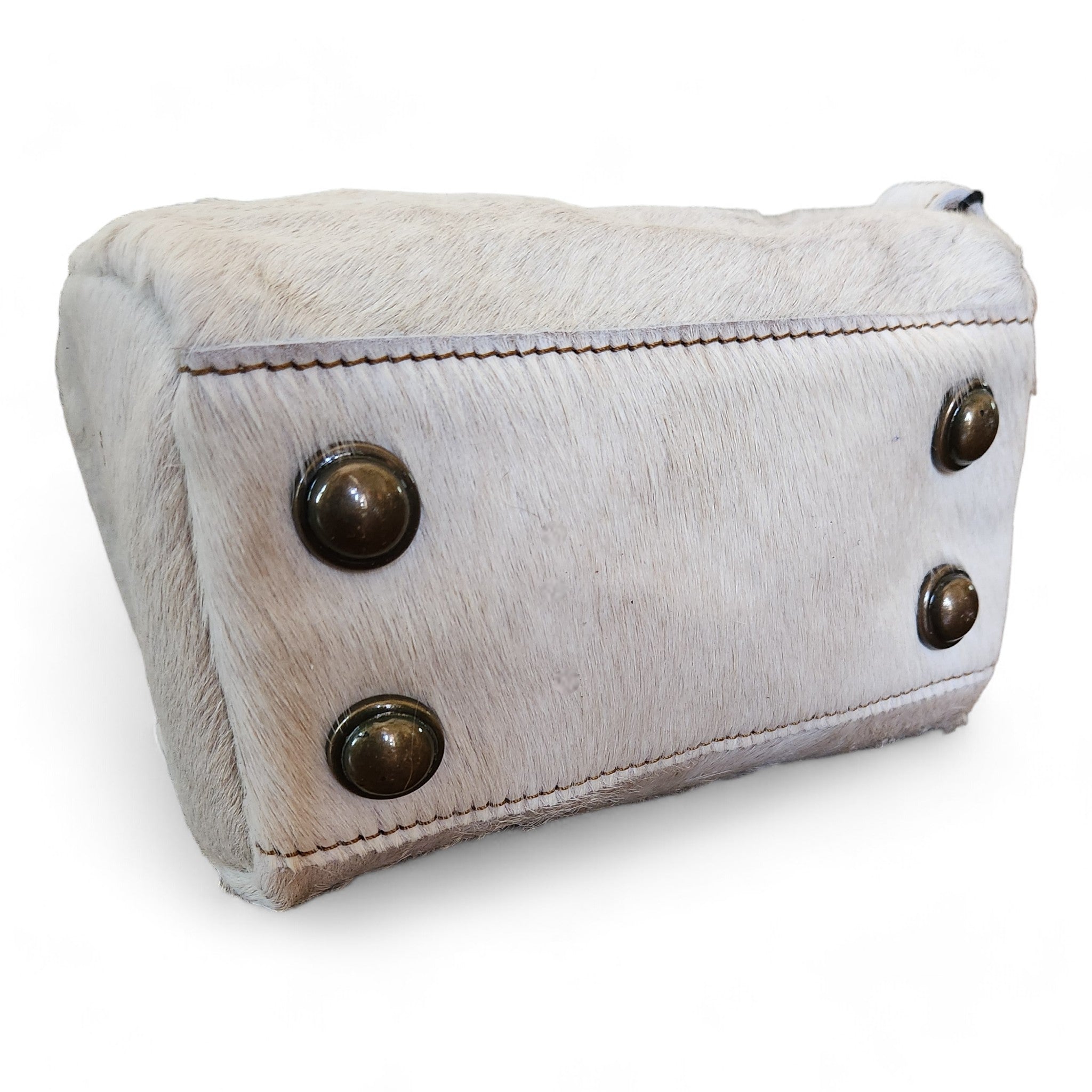 Bundle Deal Highlands Large Genuine Cowhide Weekender Duffel Bag + Cosmetic Pouch Highlands Cowhide Makeup Bag Toasted Marshmallow - Ranch Junkie Mercantile LLC