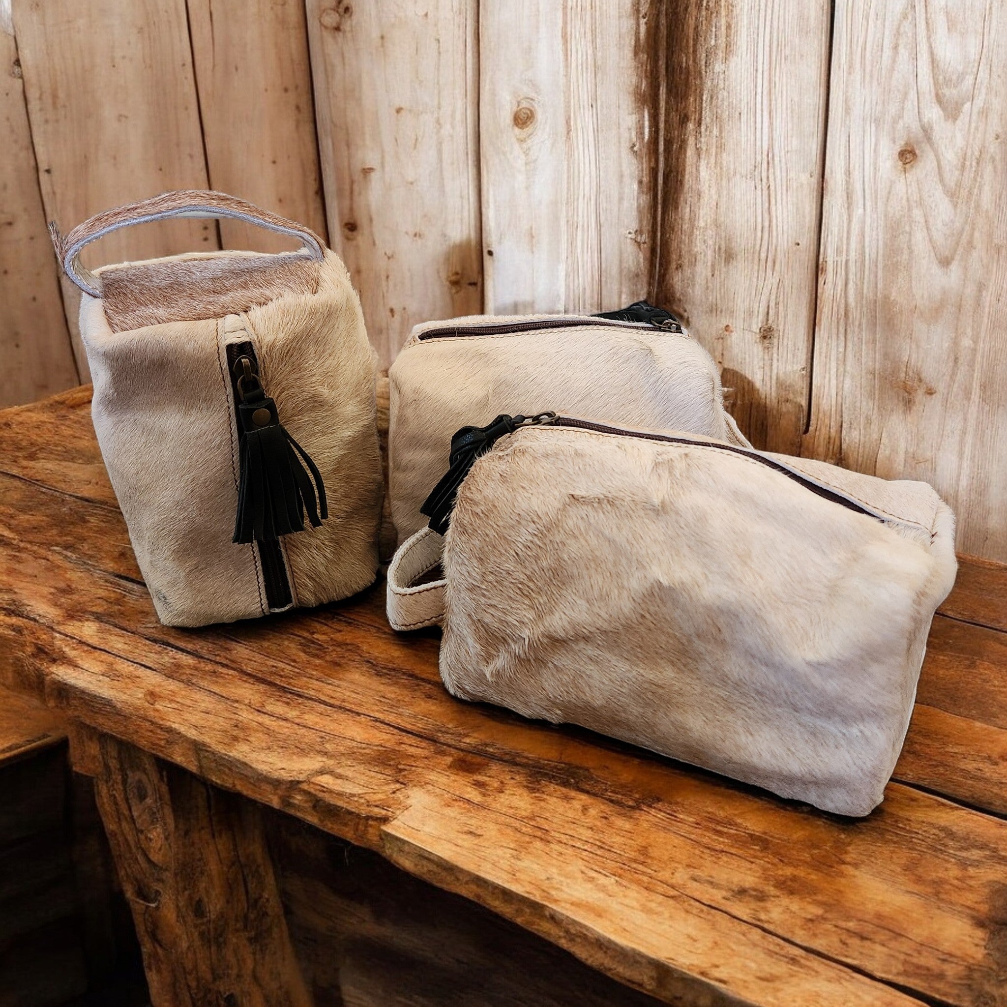Genuine Cowhide Handcrafted Cosmetic Pouch Highlands Cowhide Makeup Bag - Ranch Junkie Mercantile LLC
