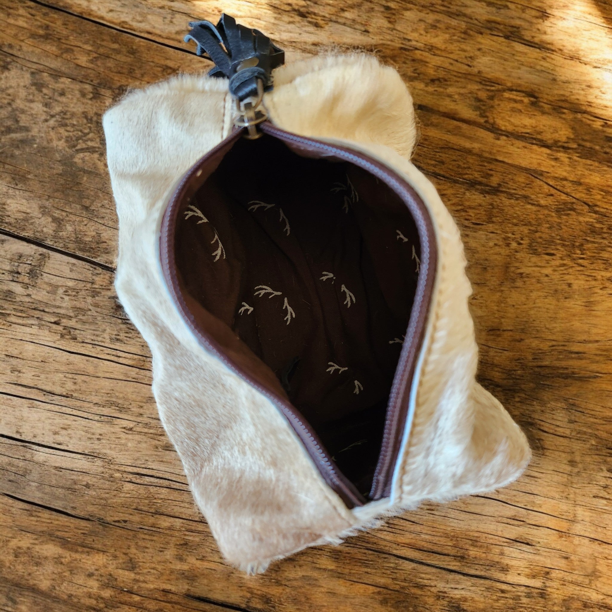 Genuine Cowhide Handcrafted Cosmetic Pouch Highlands Cowhide Makeup Bag - Ranch Junkie Mercantile LLC