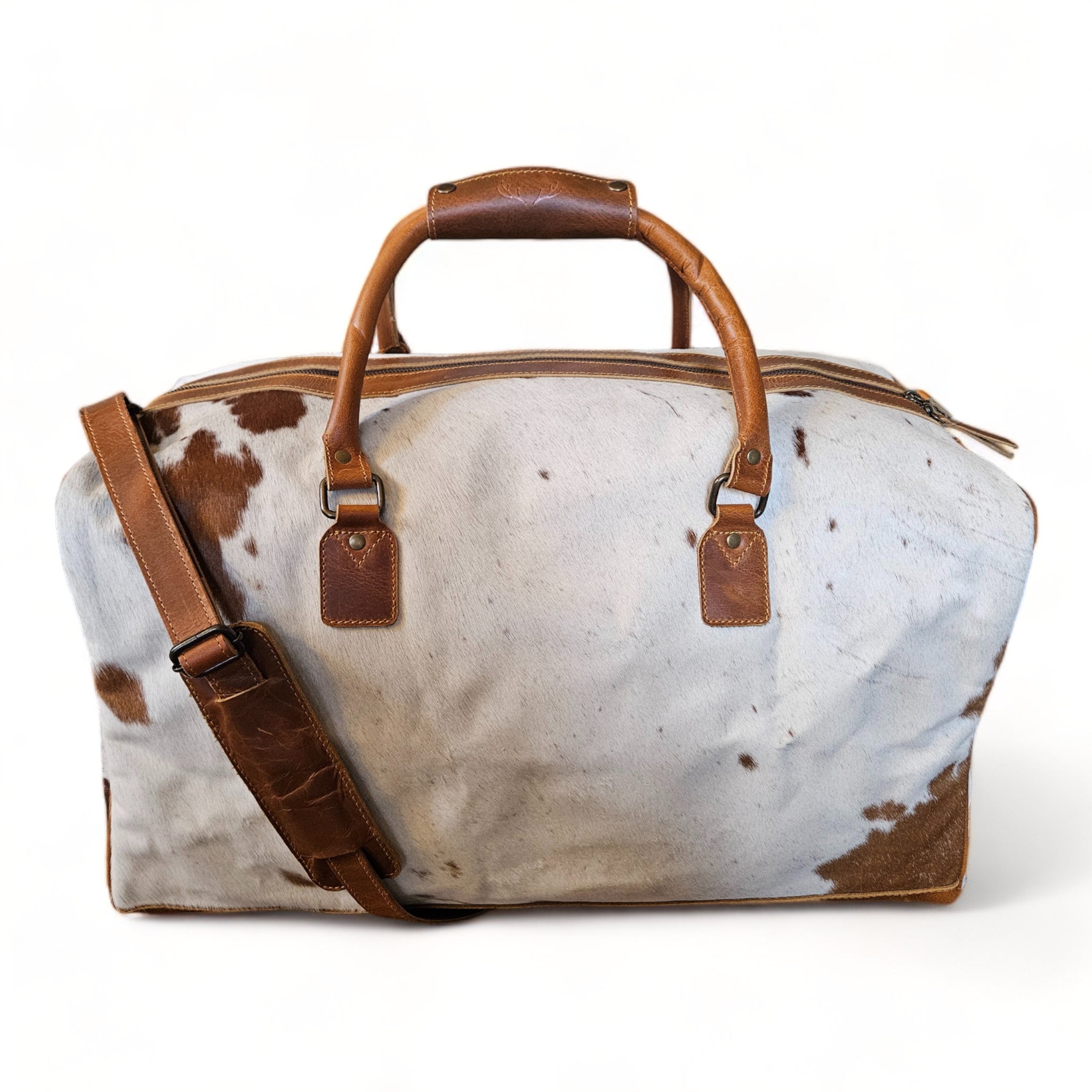 Sample Sale Highlands Saddle Large Genuine Cowhide Weekender Cowhide Duffel #12