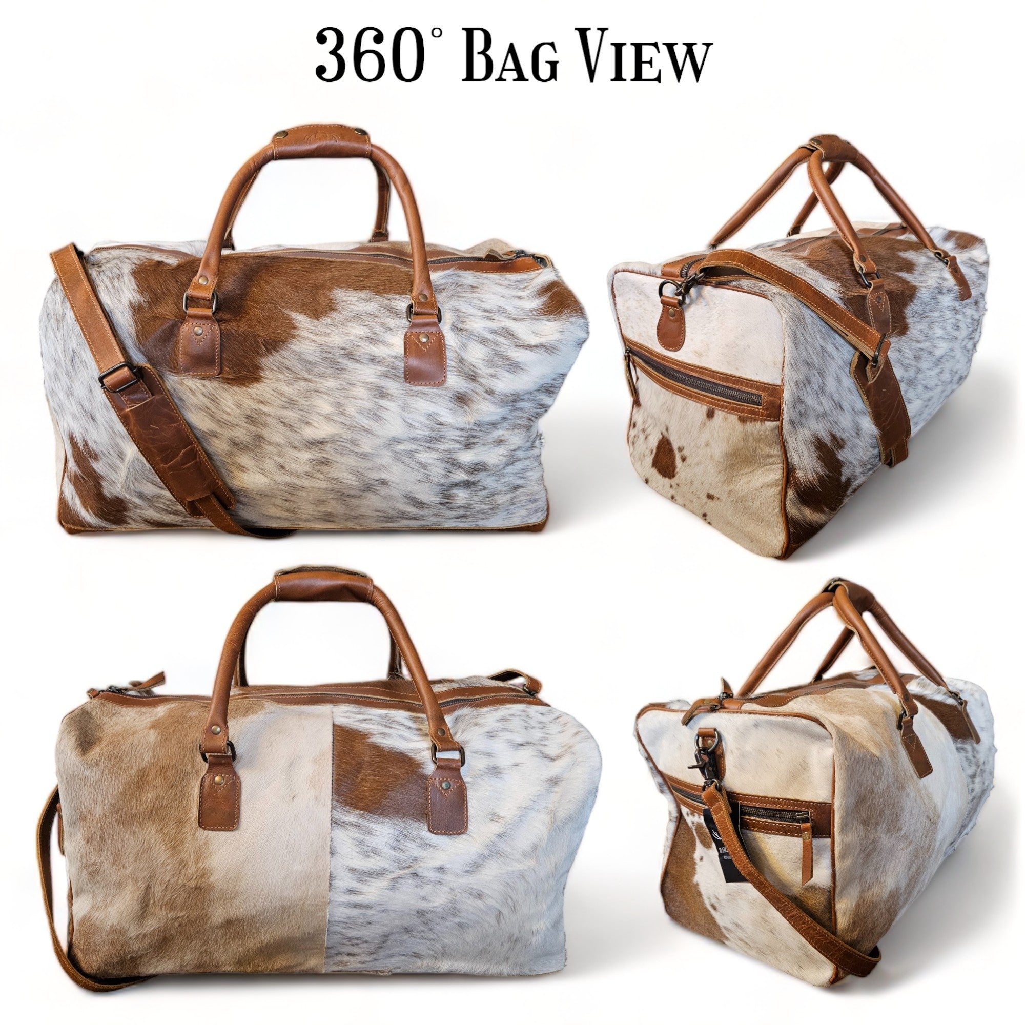 Sample Sale Highlands Saddle Large Genuine Cowhide Weekender Cowhide Duffel #13