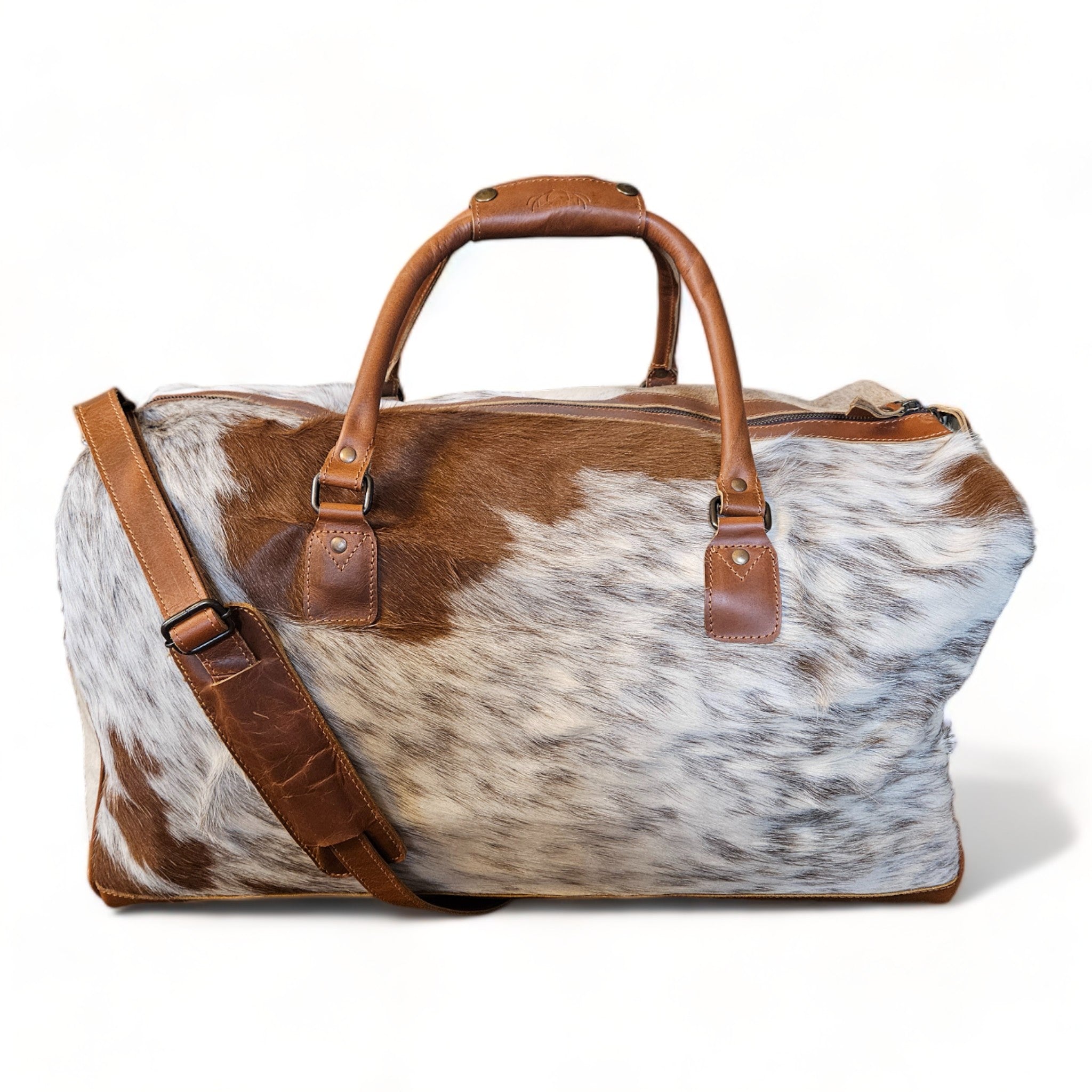 Sample Sale Highlands Saddle Large Genuine Cowhide Weekender Cowhide Duffel #13