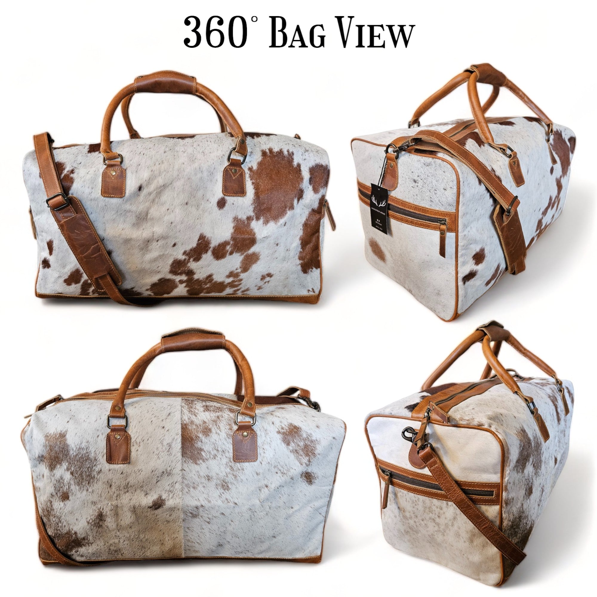 Sample Sale Highlands Saddle Large Genuine Cowhide Weekender Cowhide Duffel #11