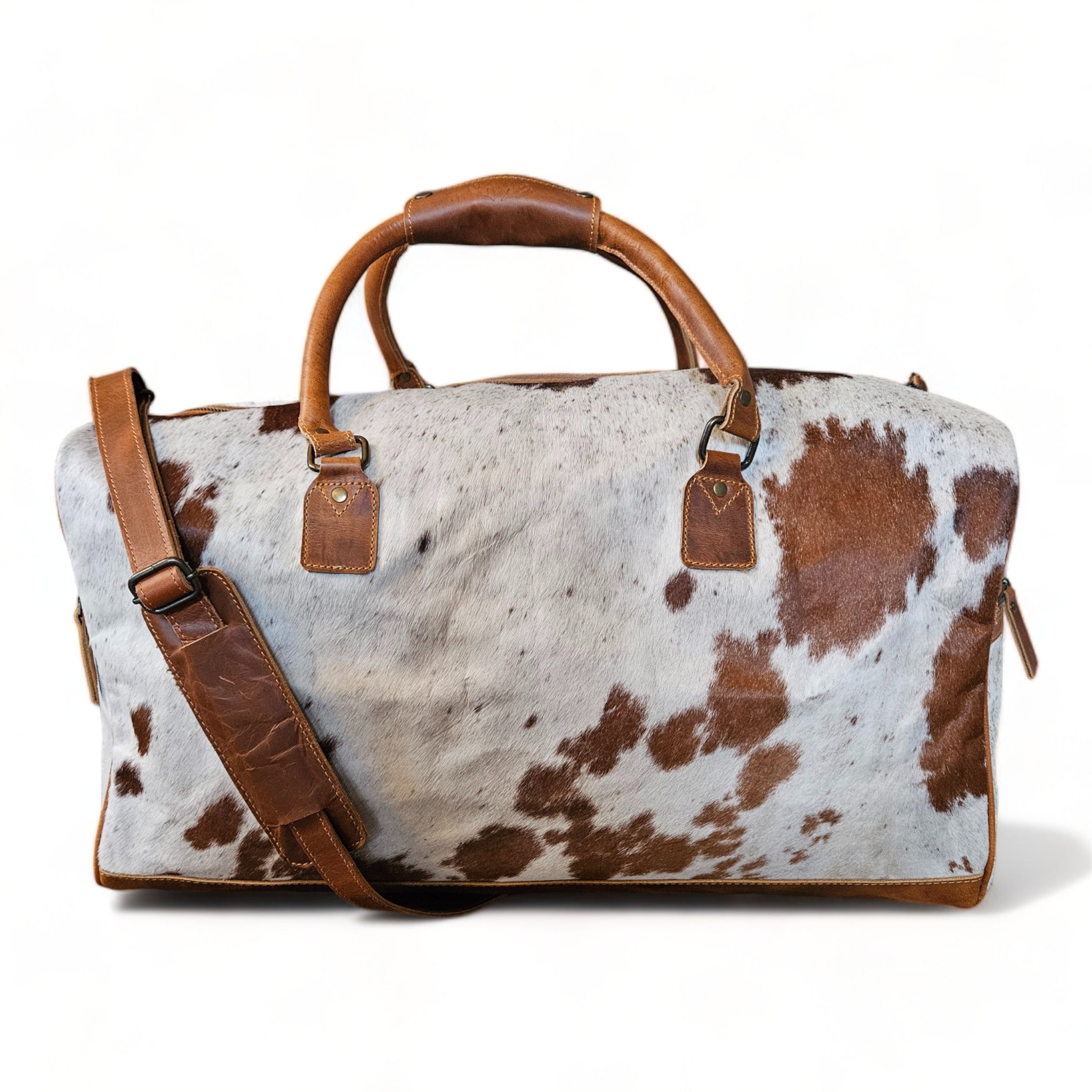 Sample Sale Highlands Saddle Large Genuine Cowhide Weekender Cowhide Duffel #11