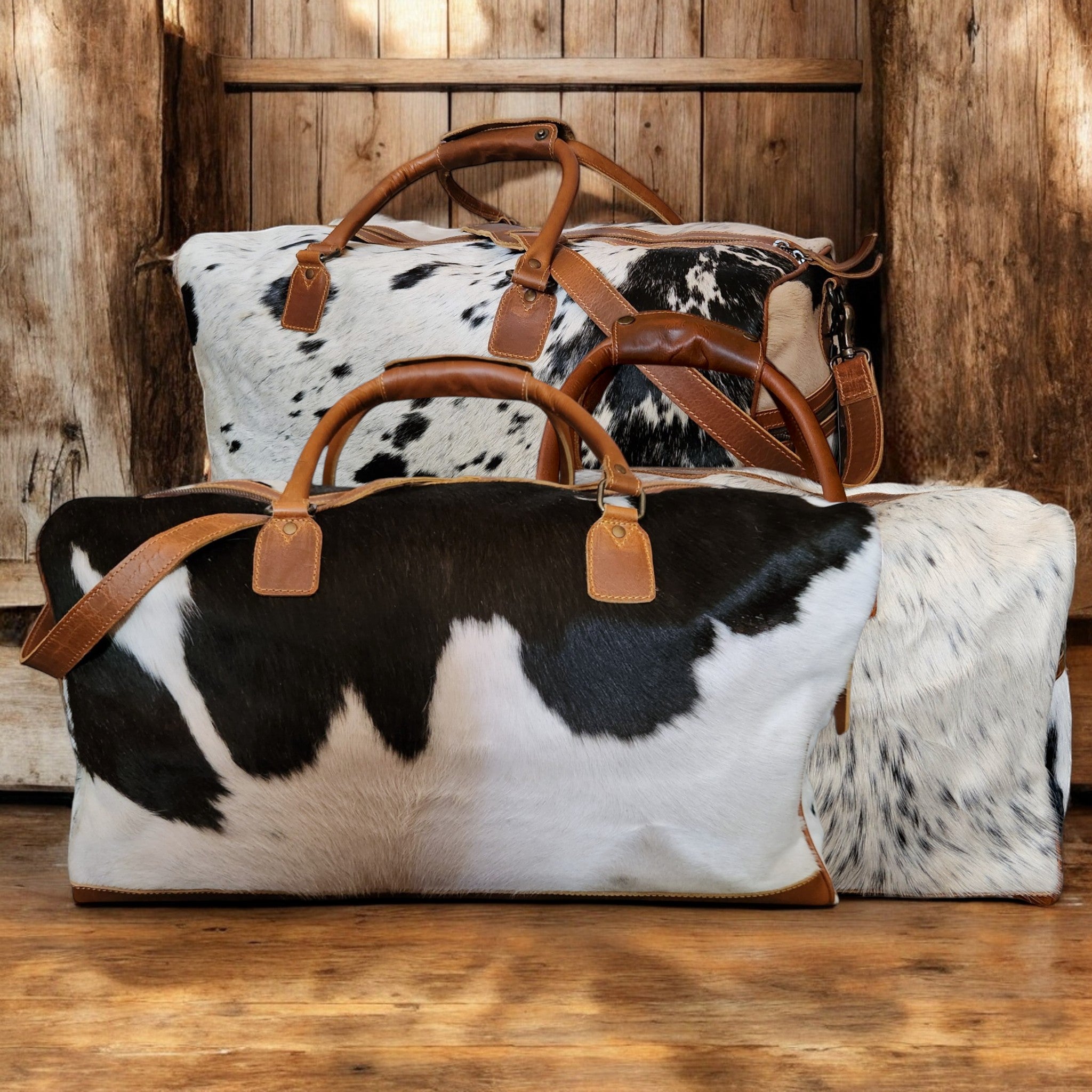 Genuine Cowhide Duffel Bag The Highlands Large Black Cowhide Duffel - Ranch Junkie Mercantile LLC