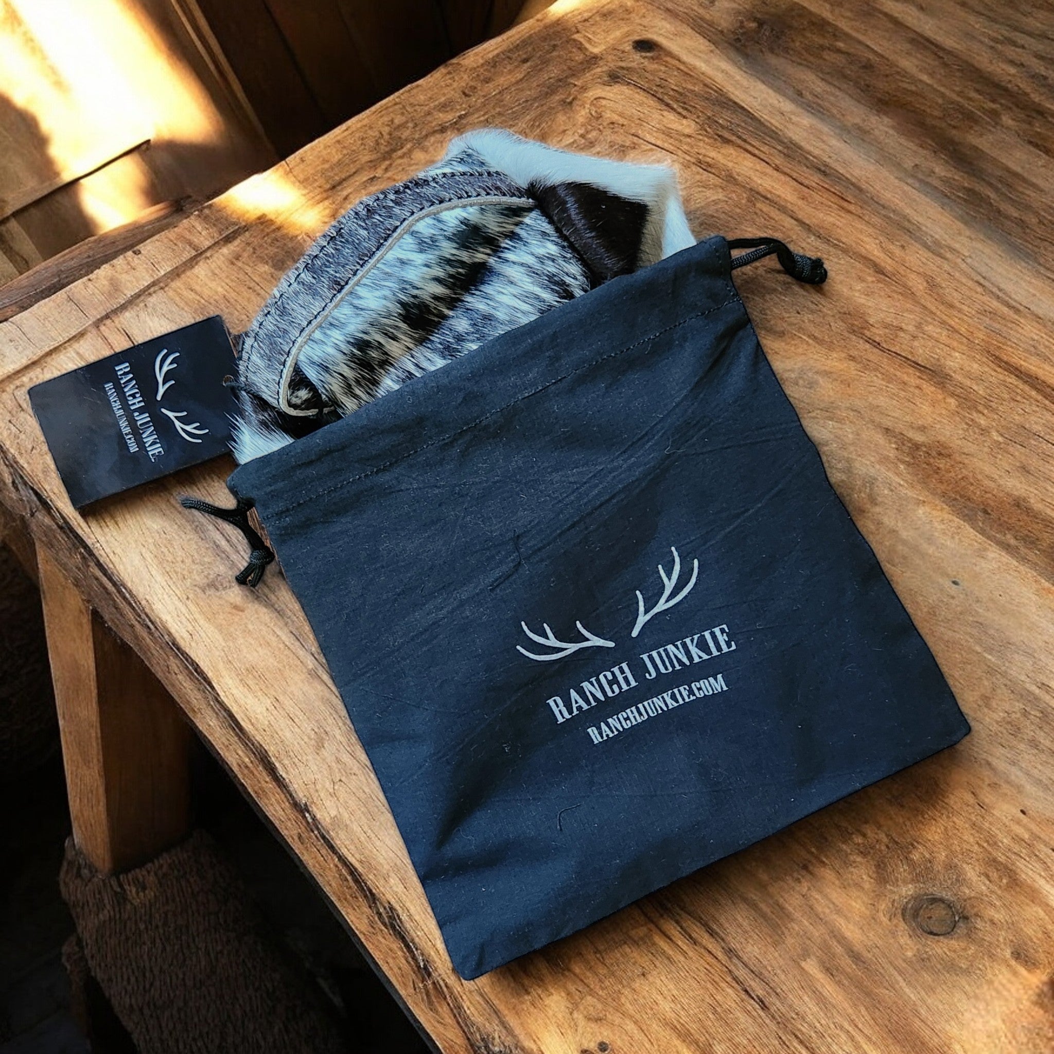 Genuine Cowhide Handcrafted Cosmetic Pouch Highlands Cowhide Makeup Bag - Ranch Junkie Mercantile LLC