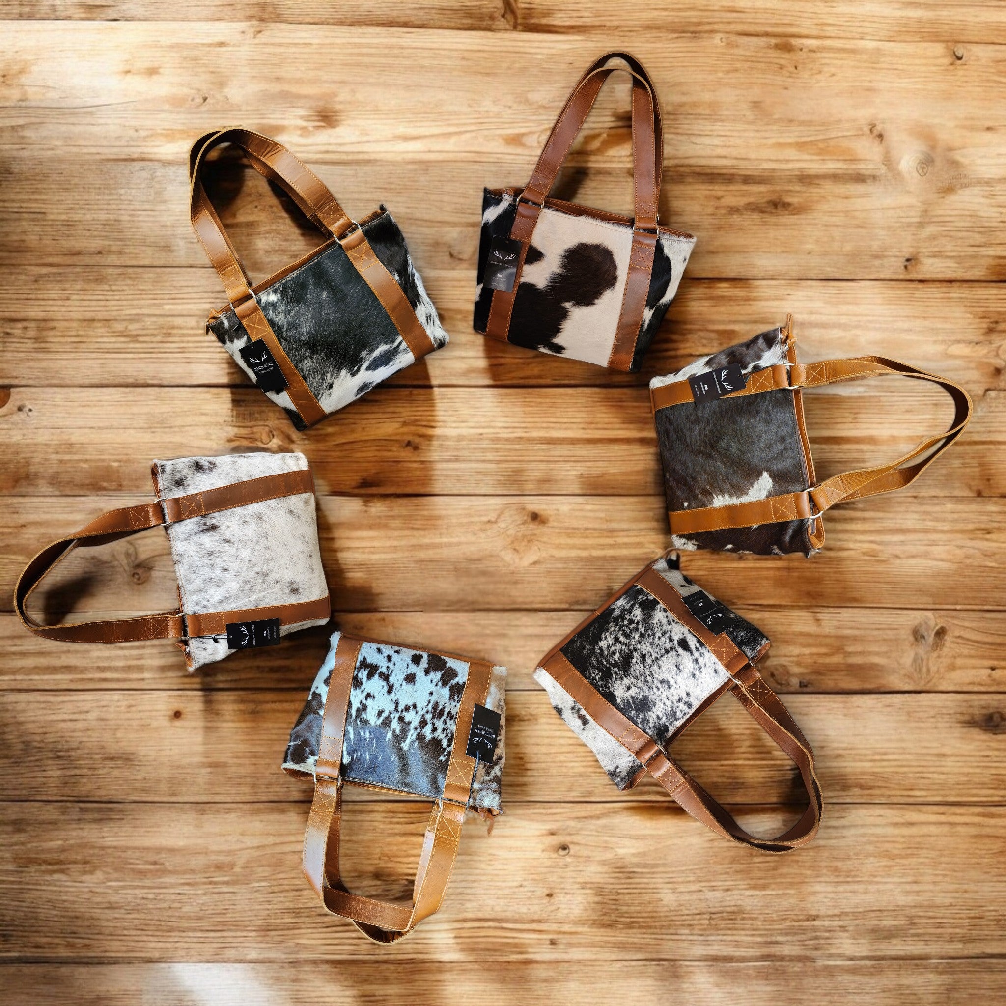 Genuine Cowhide Tote Handbag Black Highlands Purse - Ranch Junkie Mercantile LLC