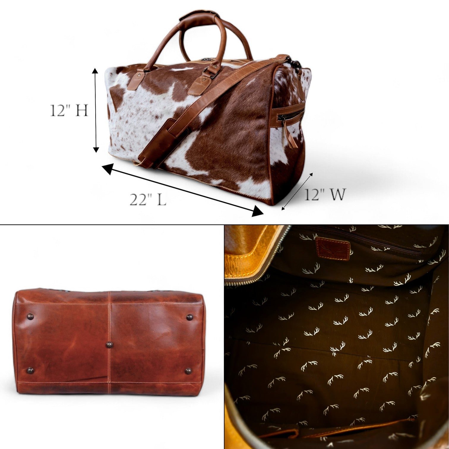 Genuine Cowhide Duffel Bag The Highlands Saddle Large Cowhide Duffel - Ranch Junkie Mercantile LLC