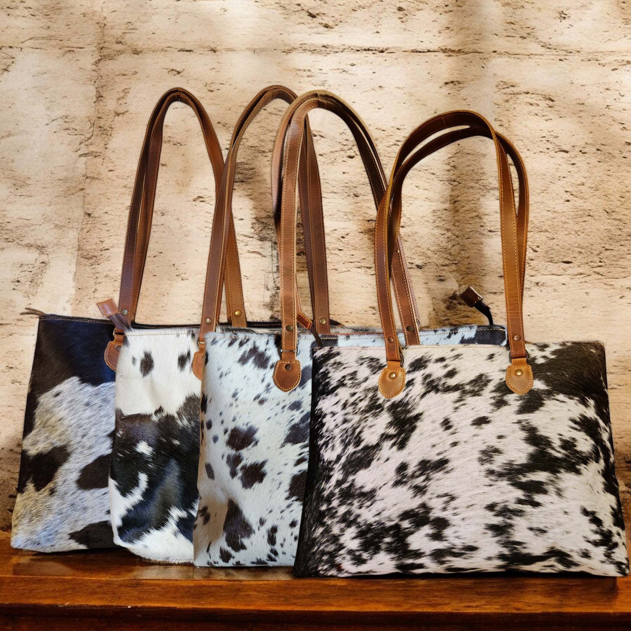 Bundle Deal Highlands Large Genuine Cowhide Weekender Duffel Black Speckled + Cowhide Tote Bag - Ranch Junkie Mercantile LLC