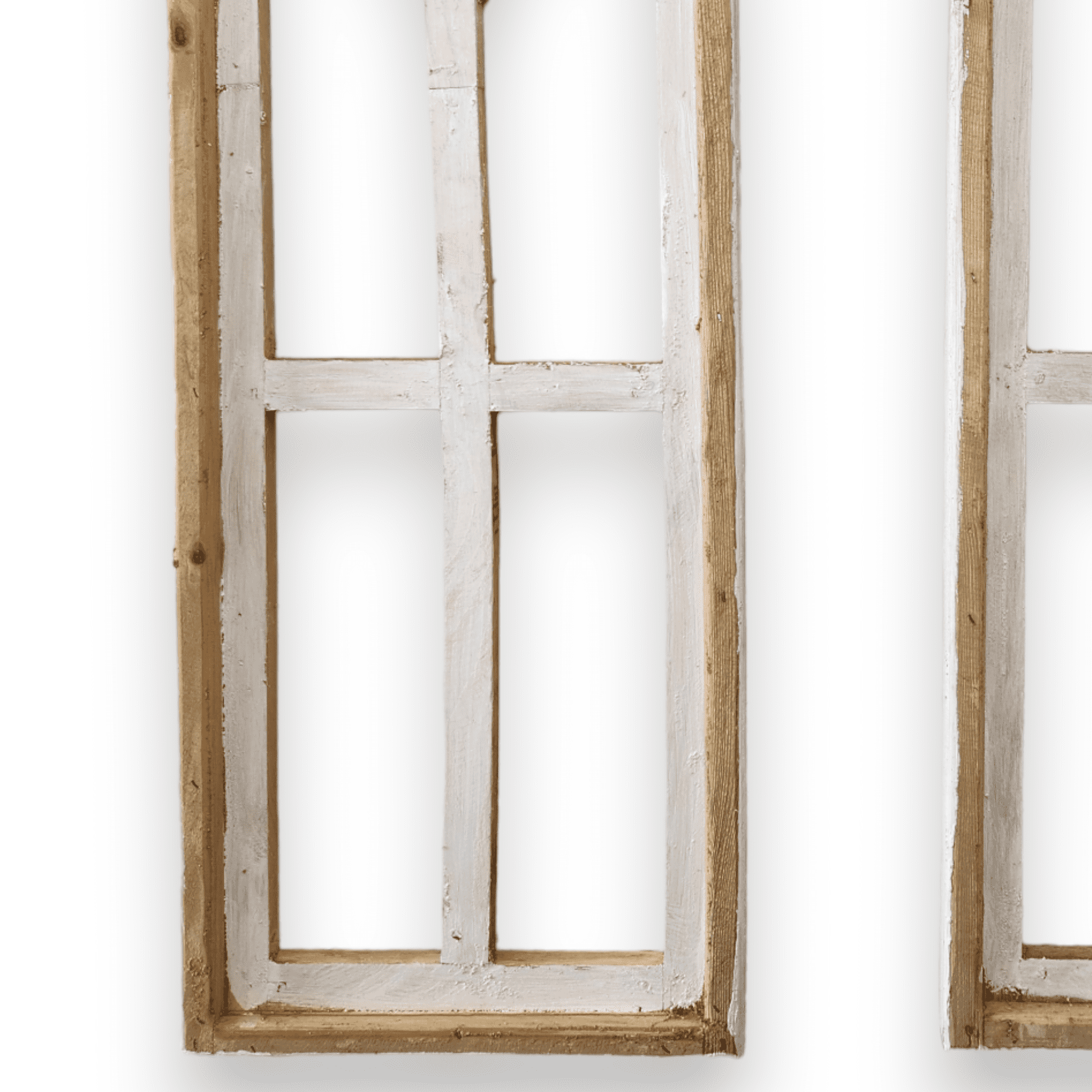 Rustic White Set of 3 Farmhouse Wooden Cathedral Window Arches- The Farmhouse Cathedral Collection Rustic White + Wreaths - Ranch Junkie Mercantile LLC