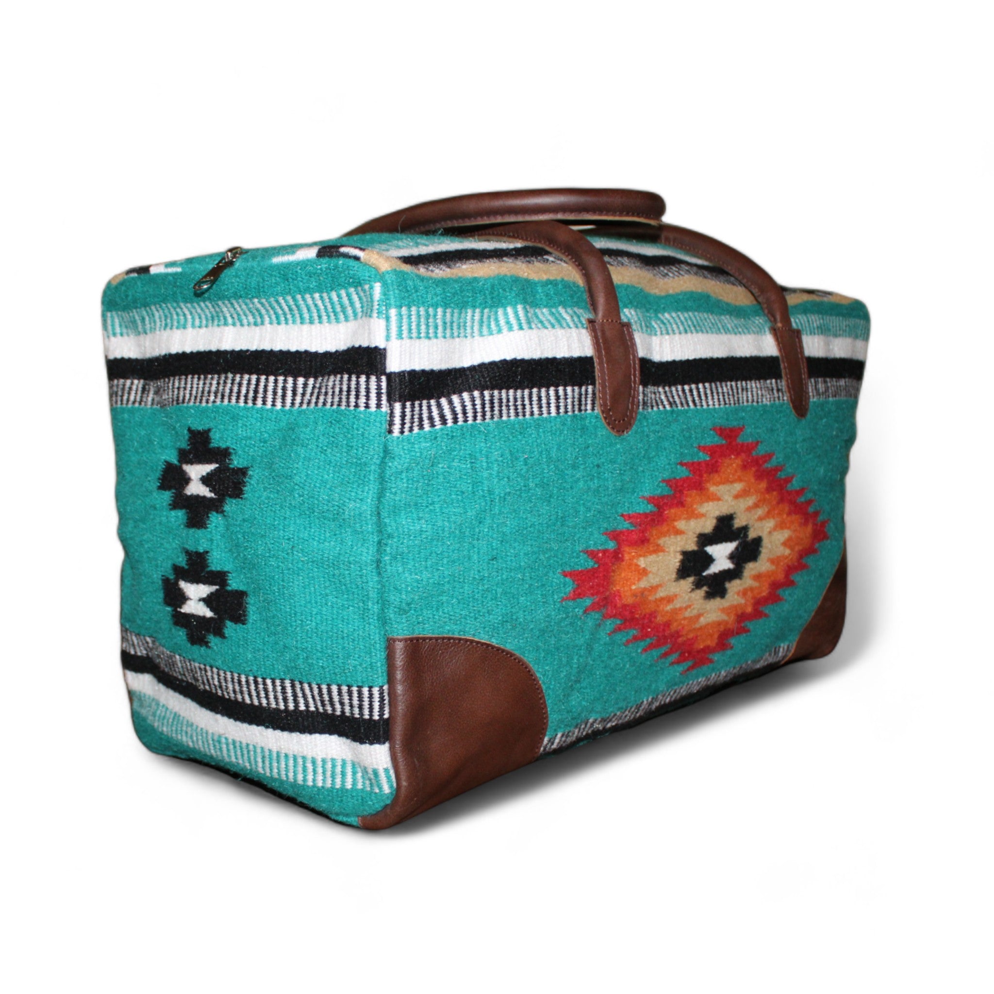 Aztec Large Weekender Southwestern Duffel Bag Kelsey Saddle Blanket Bag 100% Leather Handles - Ranch Junkie Mercantile LLC