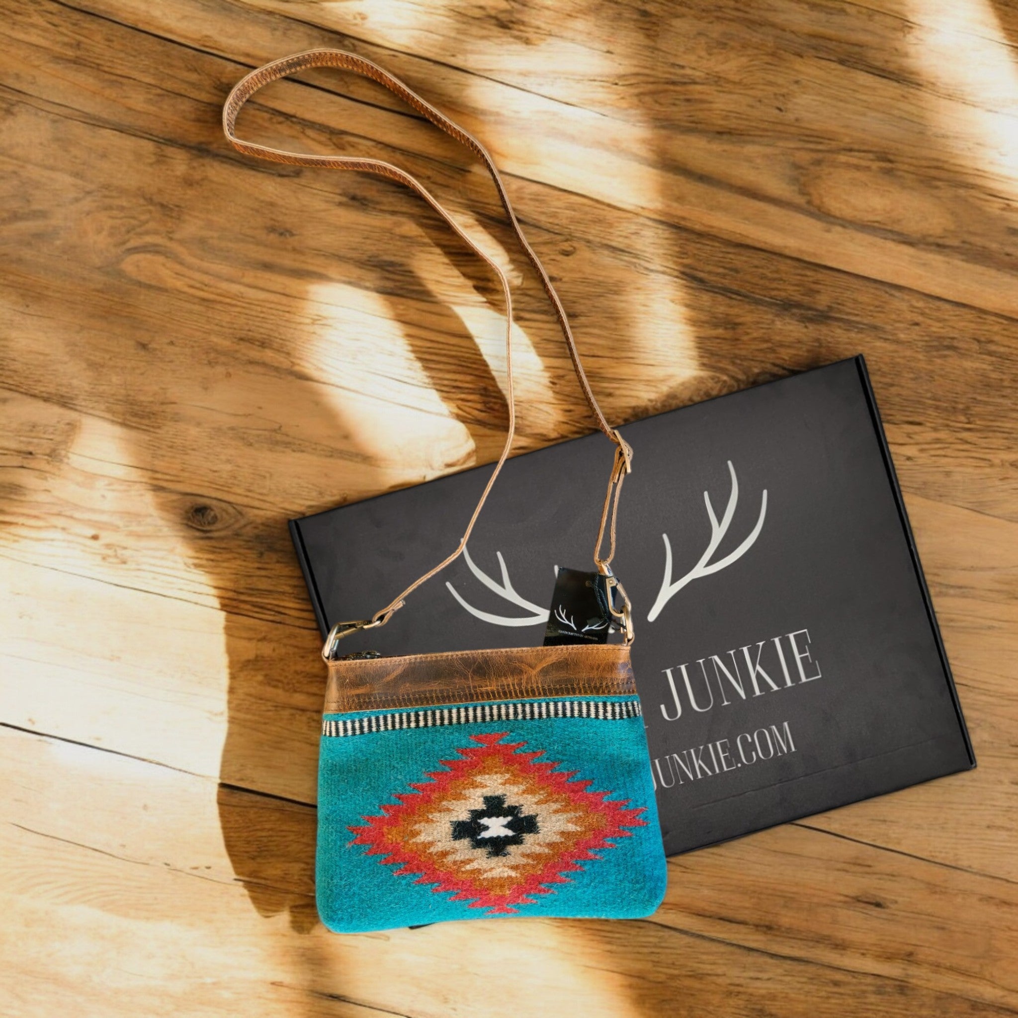 Kelsey Handcrafted Saddle Blanket And Vintage Leather Crossbody - Ranch Junkie Mercantile LLC