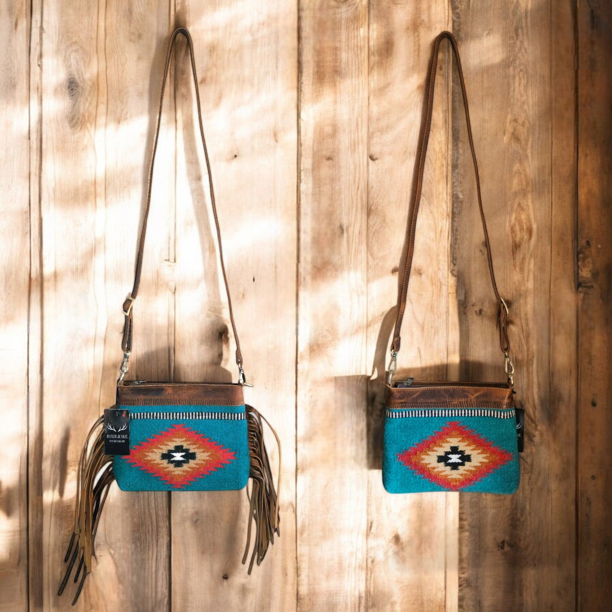 Kelsey Handcrafted Saddle Blanket And Vintage Leather Crossbody - Ranch Junkie Mercantile LLC