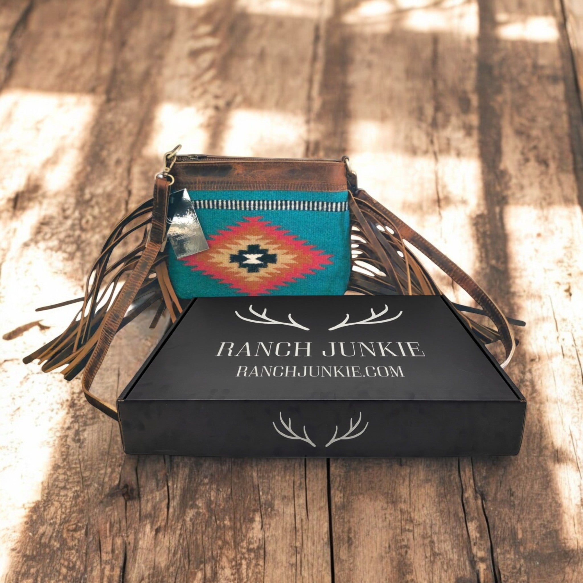 Kelsey Handcrafted Saddle Blanket And Vintage Leather Crossbody - Ranch Junkie Mercantile LLC