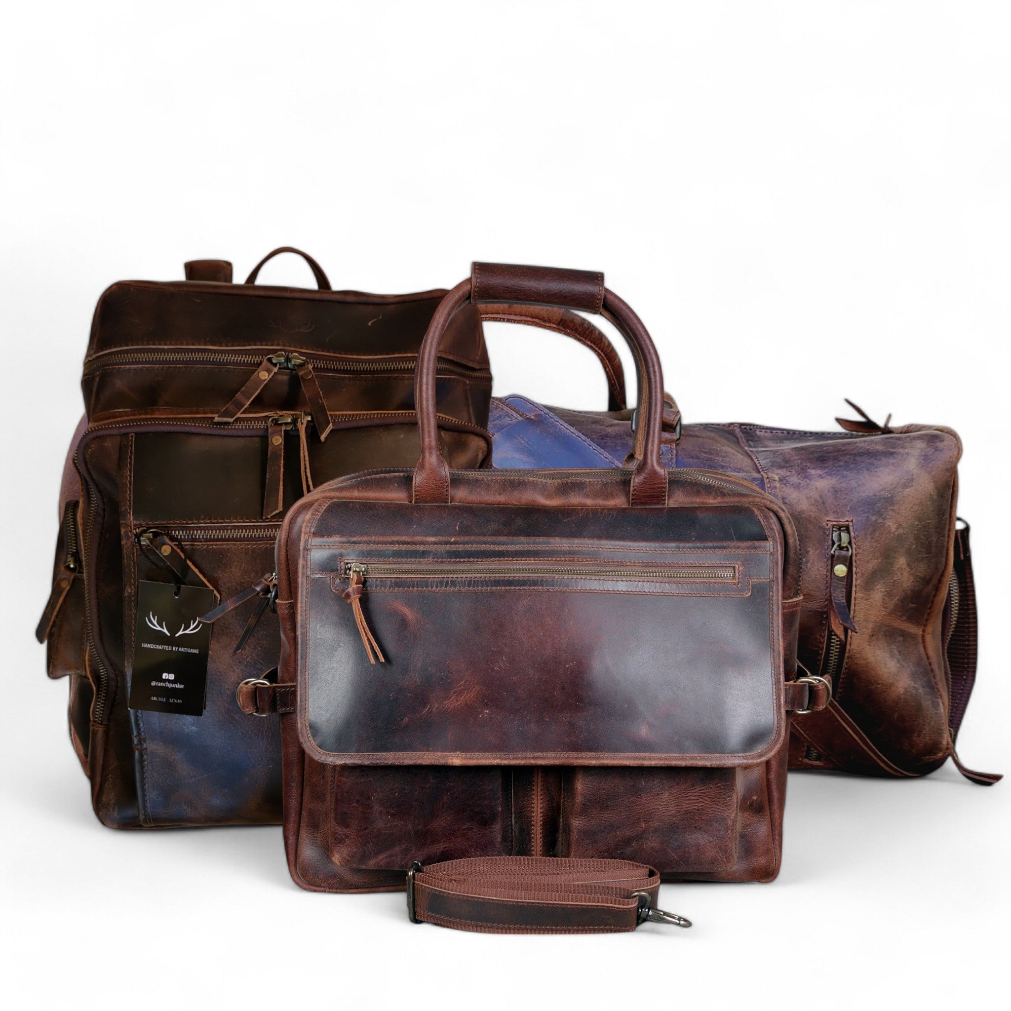 Mega Bundle Denali Leather Duffel + Denali Leather Backpack + Denali Navigator Leather Messenger Bag - Ranch Junkie Mercantile LLC