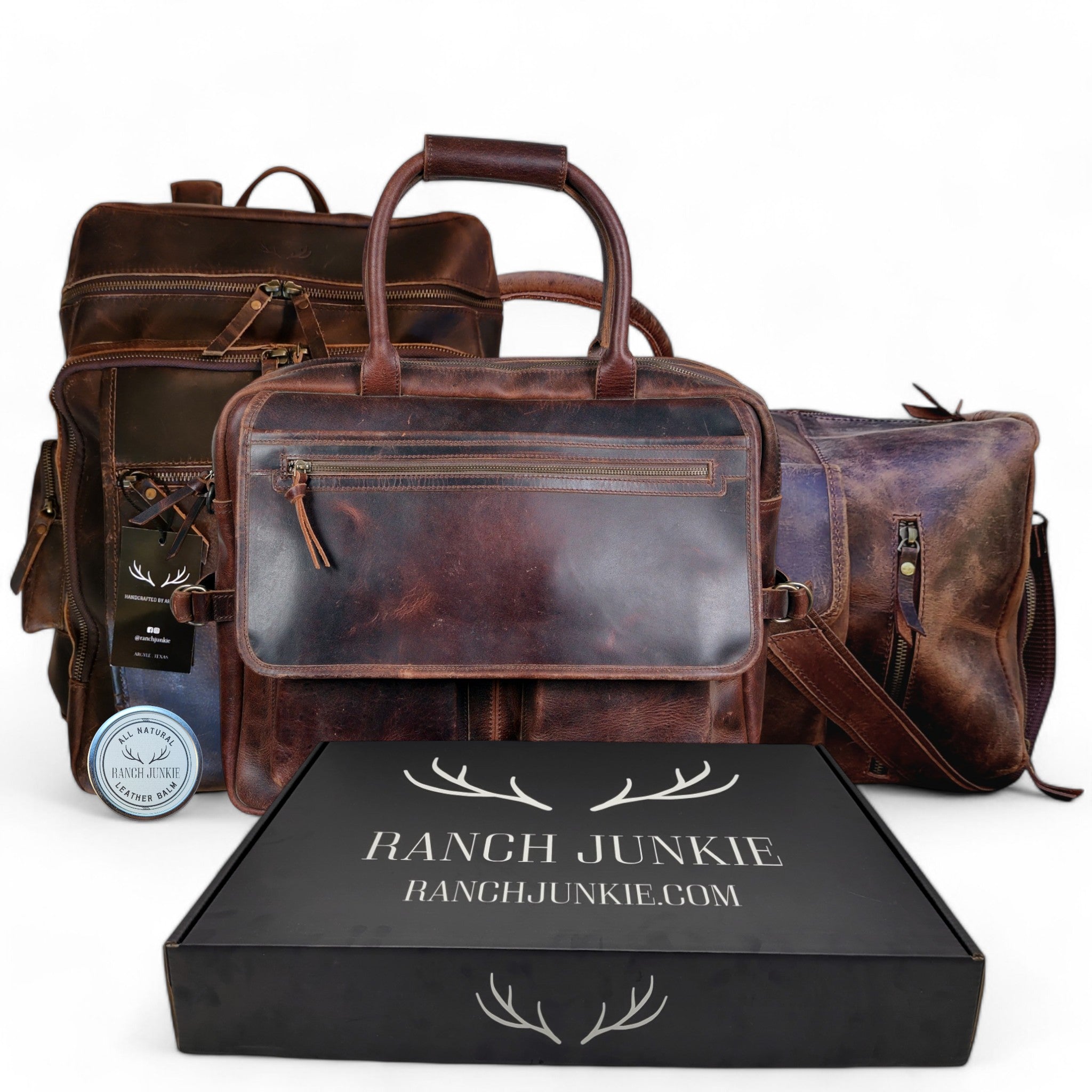 Mega Bundle Denali Leather Duffel + Denali Leather Backpack + Denali Navigator Leather Messenger Bag - Ranch Junkie Mercantile LLC