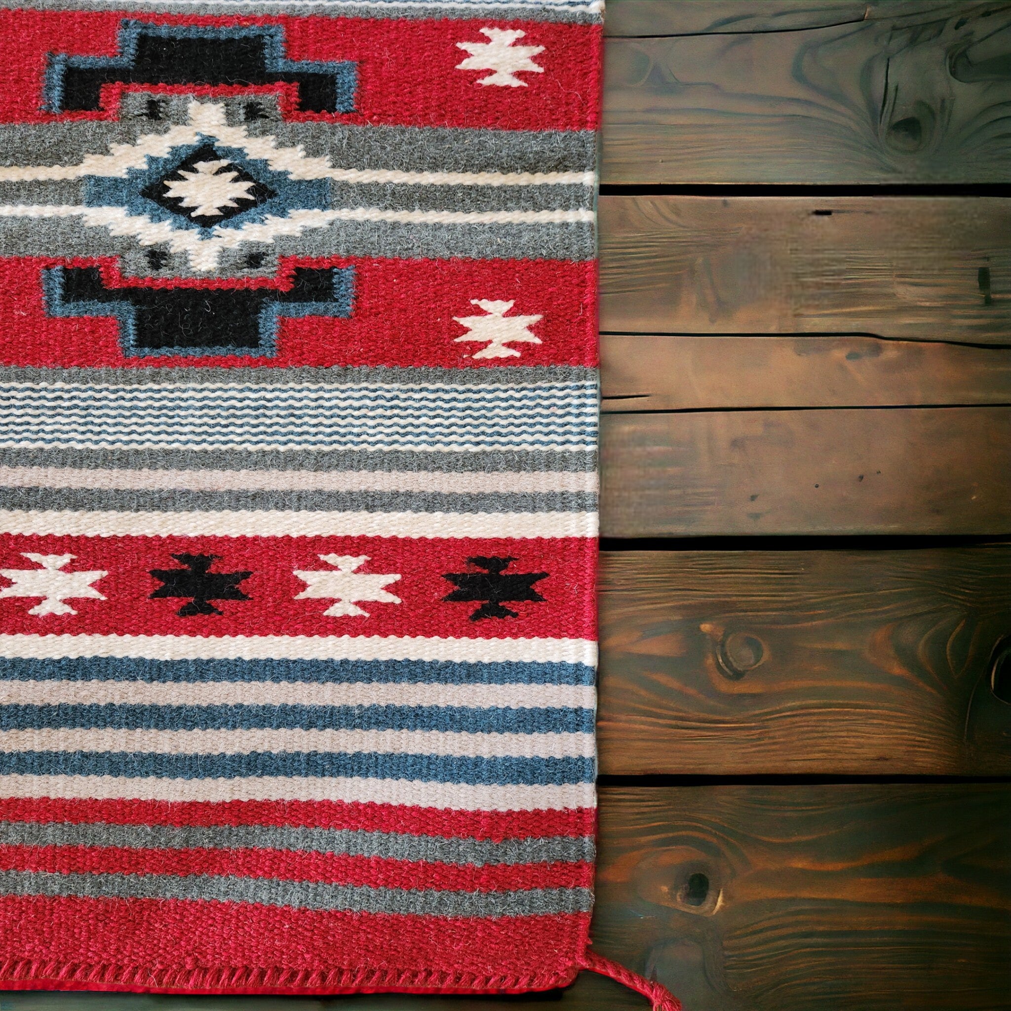 20" X 40" Handwoven Wool Southwestern Rug The Mesa Accent Rug