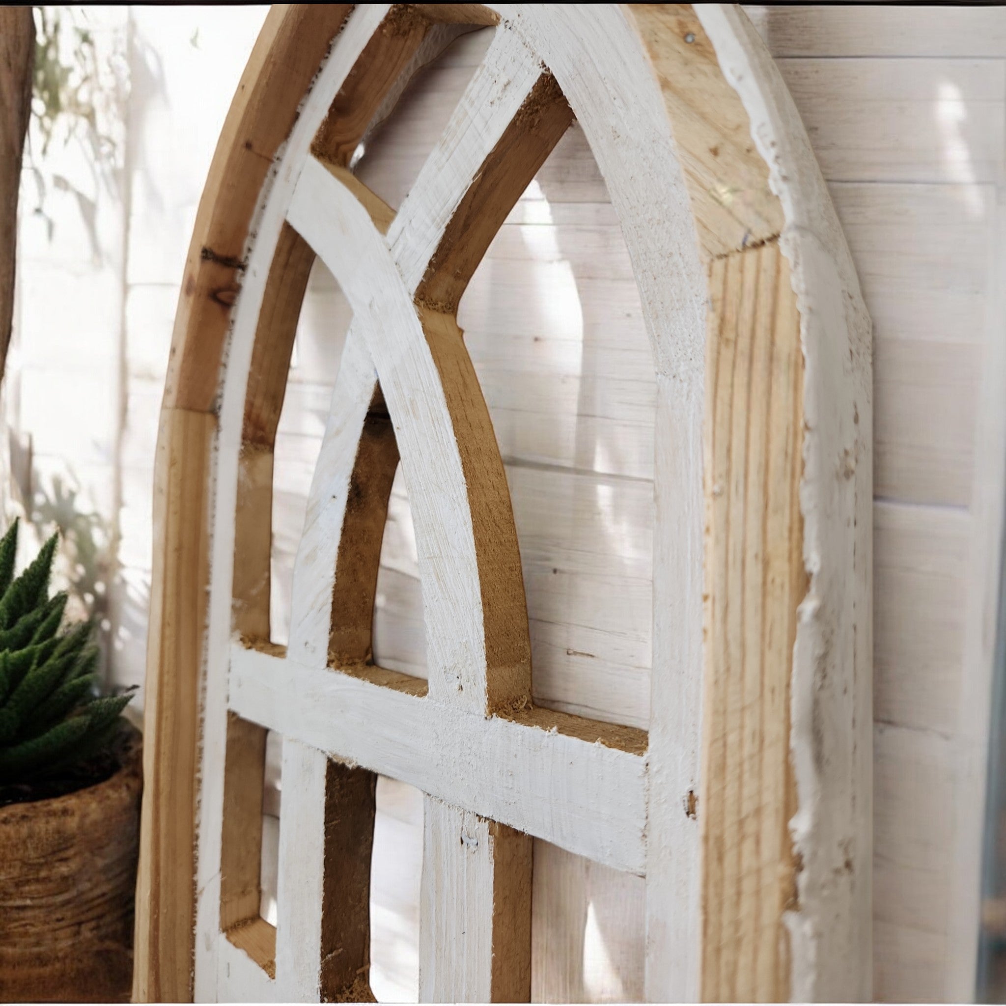 Set of 2 Mini White Waters Cathedral Wood Window - The Mini Whitewaters Cathedral Window - Ranch Junkie Mercantile LLC