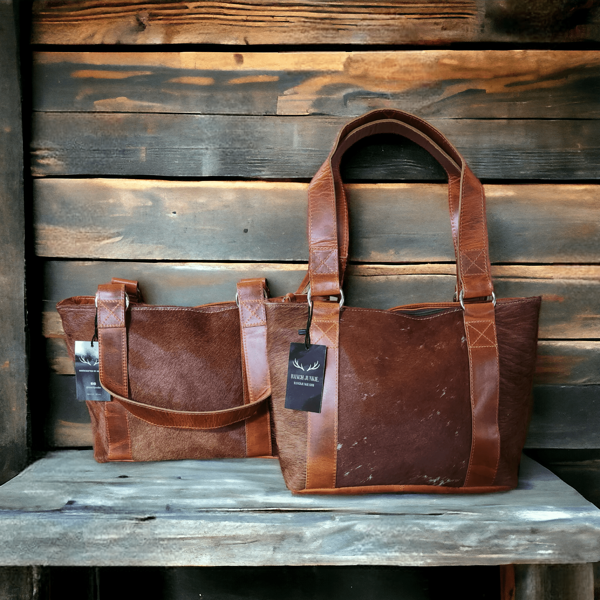 Genuine Cowhide Tote Handbag Highlands Brown Purse - Ranch Junkie Mercantile LLC