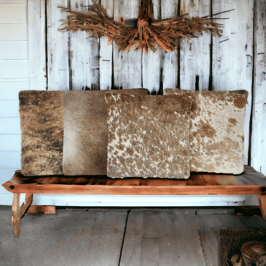 Highlands 18x18 Palomino Eclectic Mix Genuine Cowhide Pillow Covers Double Sided - Ranch Junkie Mercantile LLC